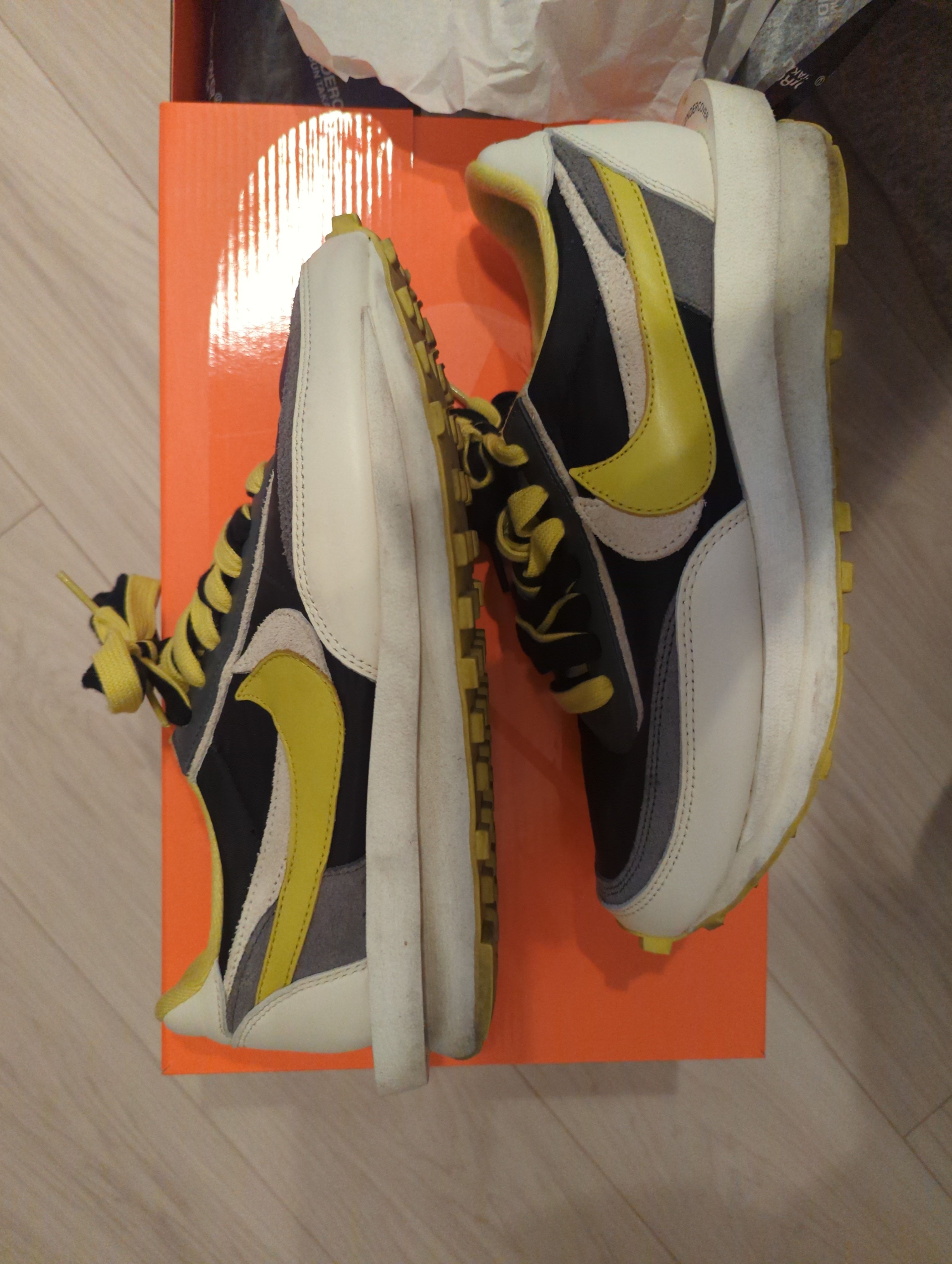 UNDERCOVER × sacai × Nike LD Waffle "Black/Sail-Dark Grey-Bright Citron"