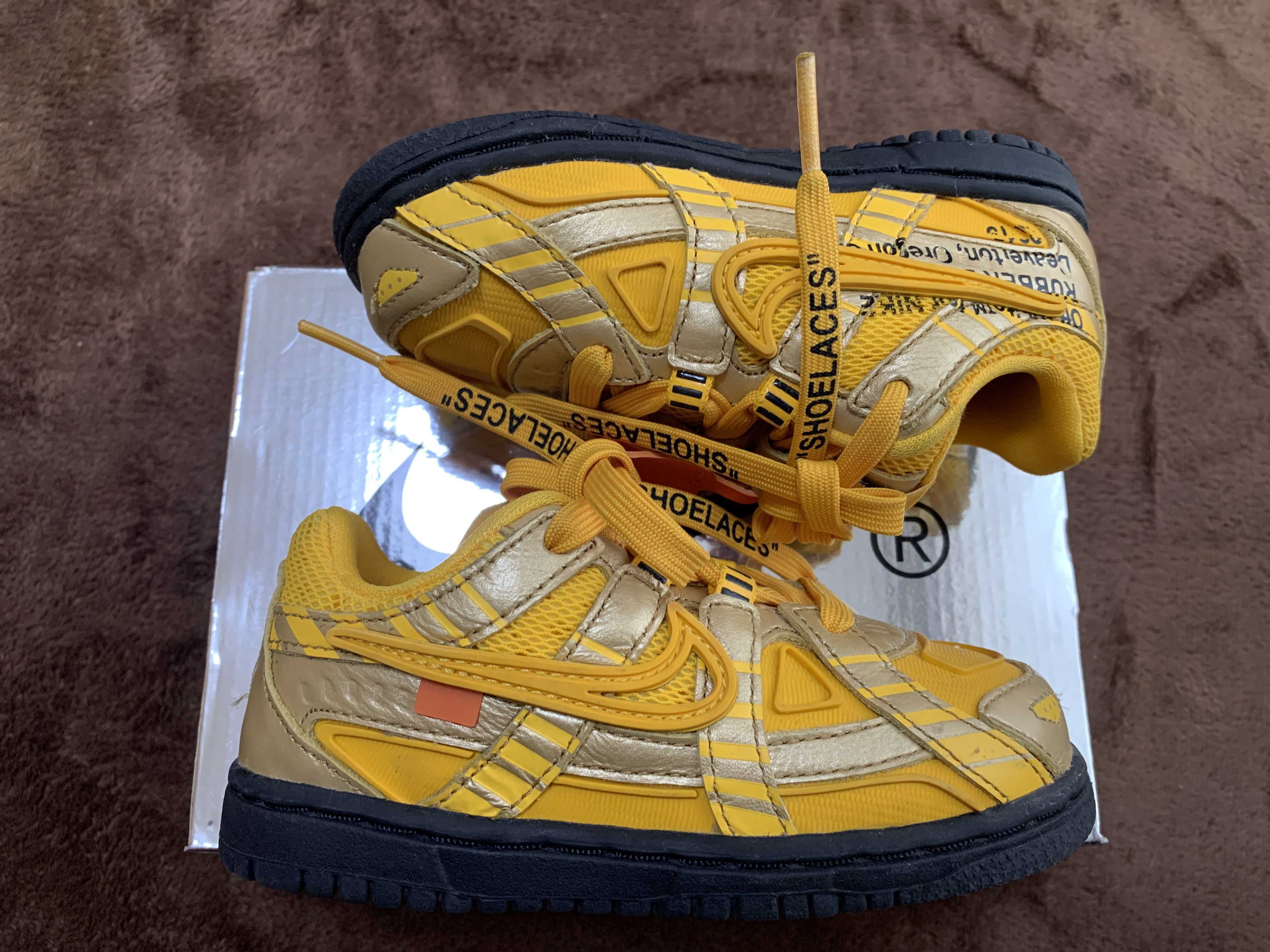 Off-White × Nike TD Air Rubber Dunk "University Gold"