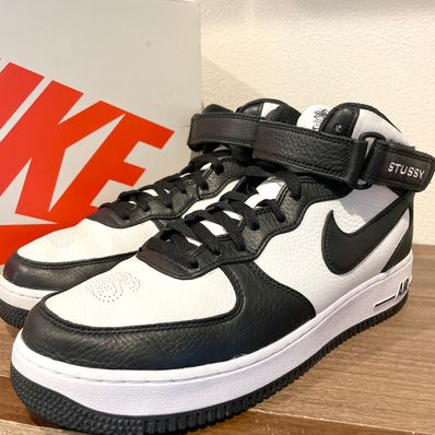 Stussy × Nike Air Force 1 Mid "Black and Light Bone"