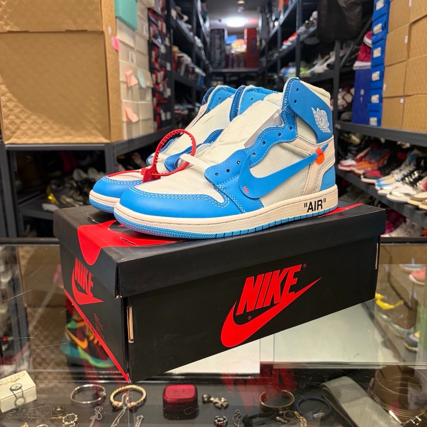 Off-White × Nike Air Jordan 1 High UNC "White/Dark Powder Blue"