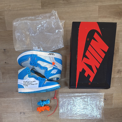 Off-White × Nike Air Jordan 1 High UNC "White/Dark Powder Blue"