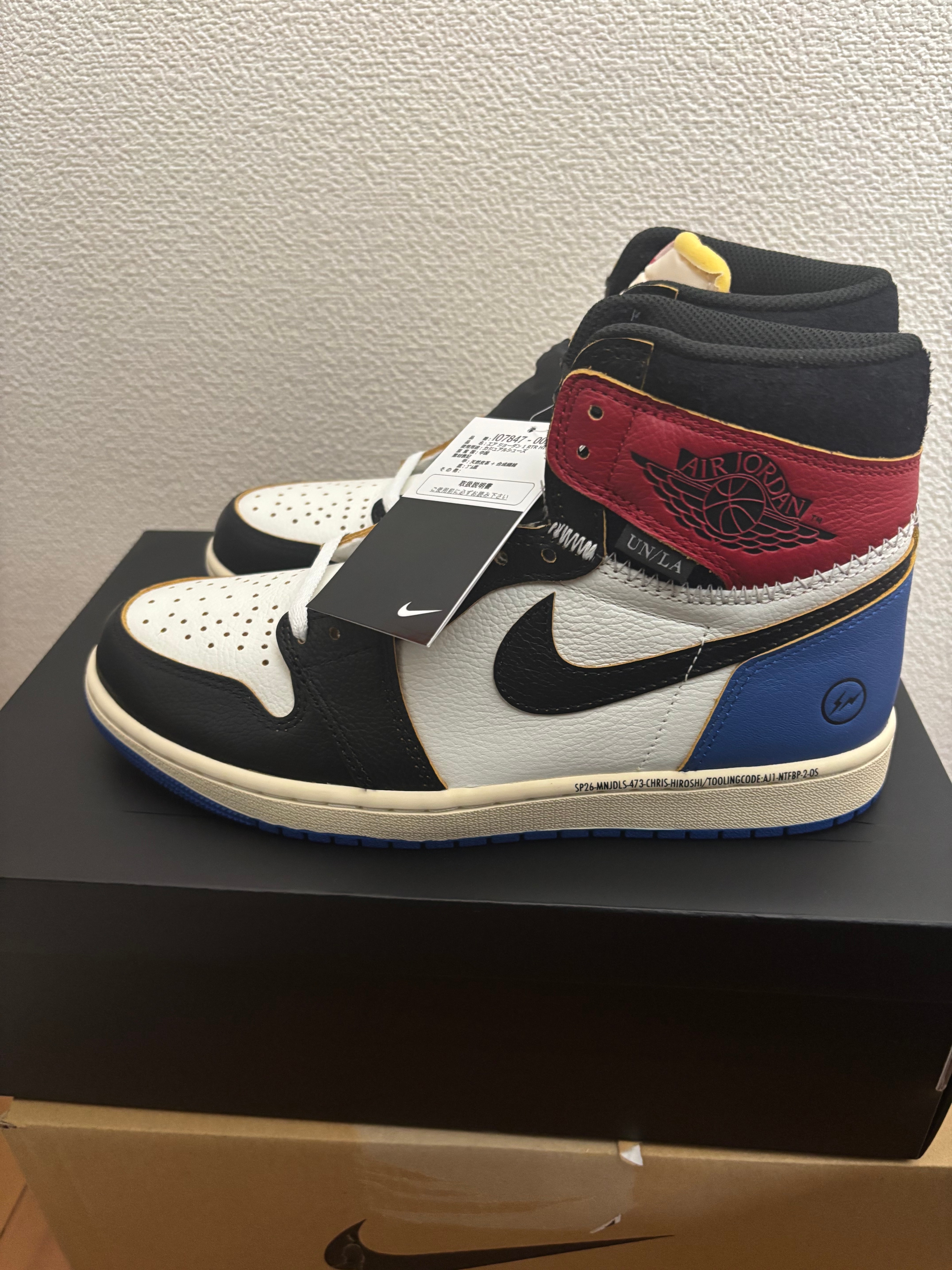 fragment design × UNION × Nike Air Jordan 1 High OG "Black/Varsity Red"