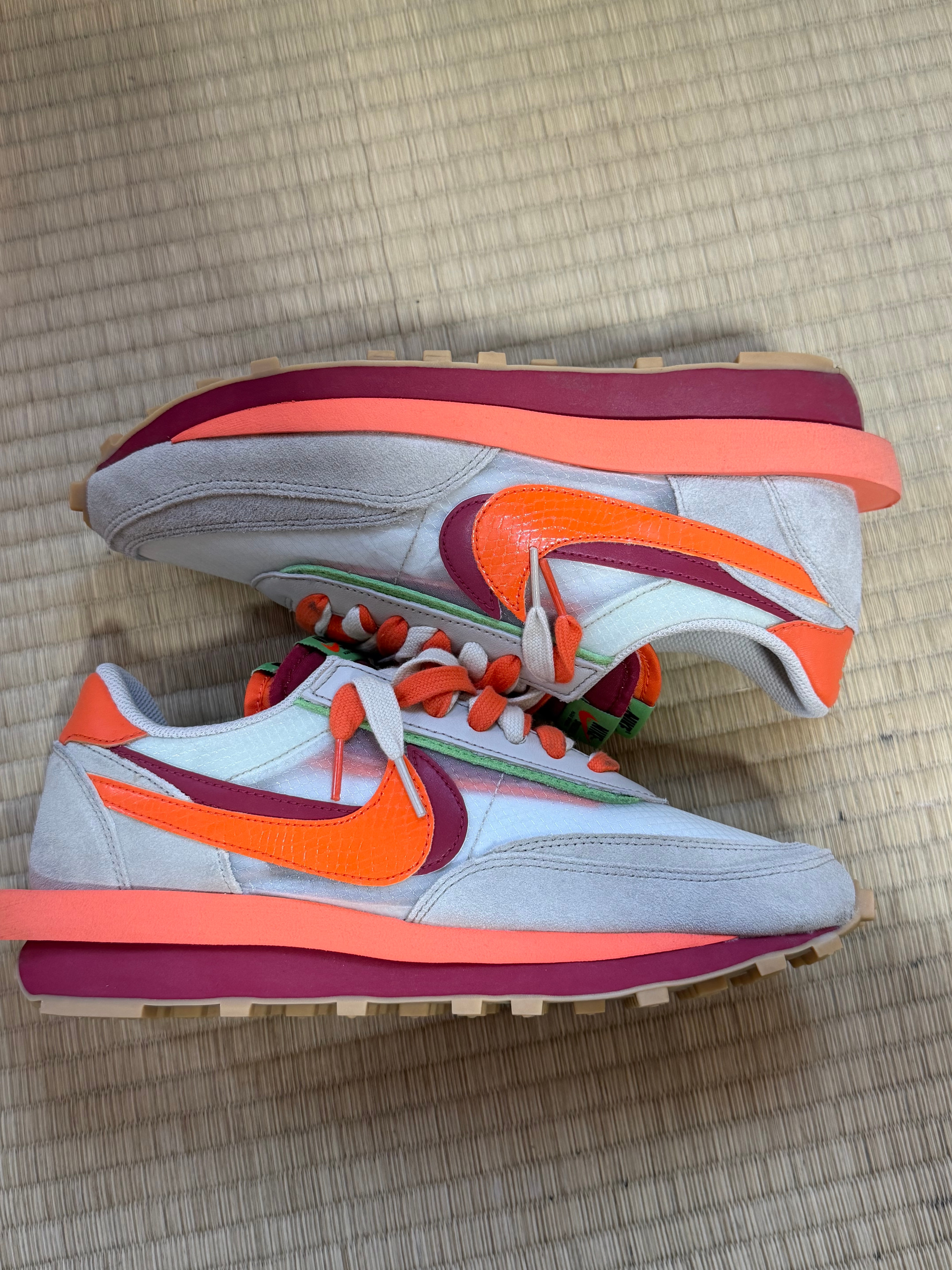 CLOT × Sacai × Nike LD Waffle "Orange Blaze"