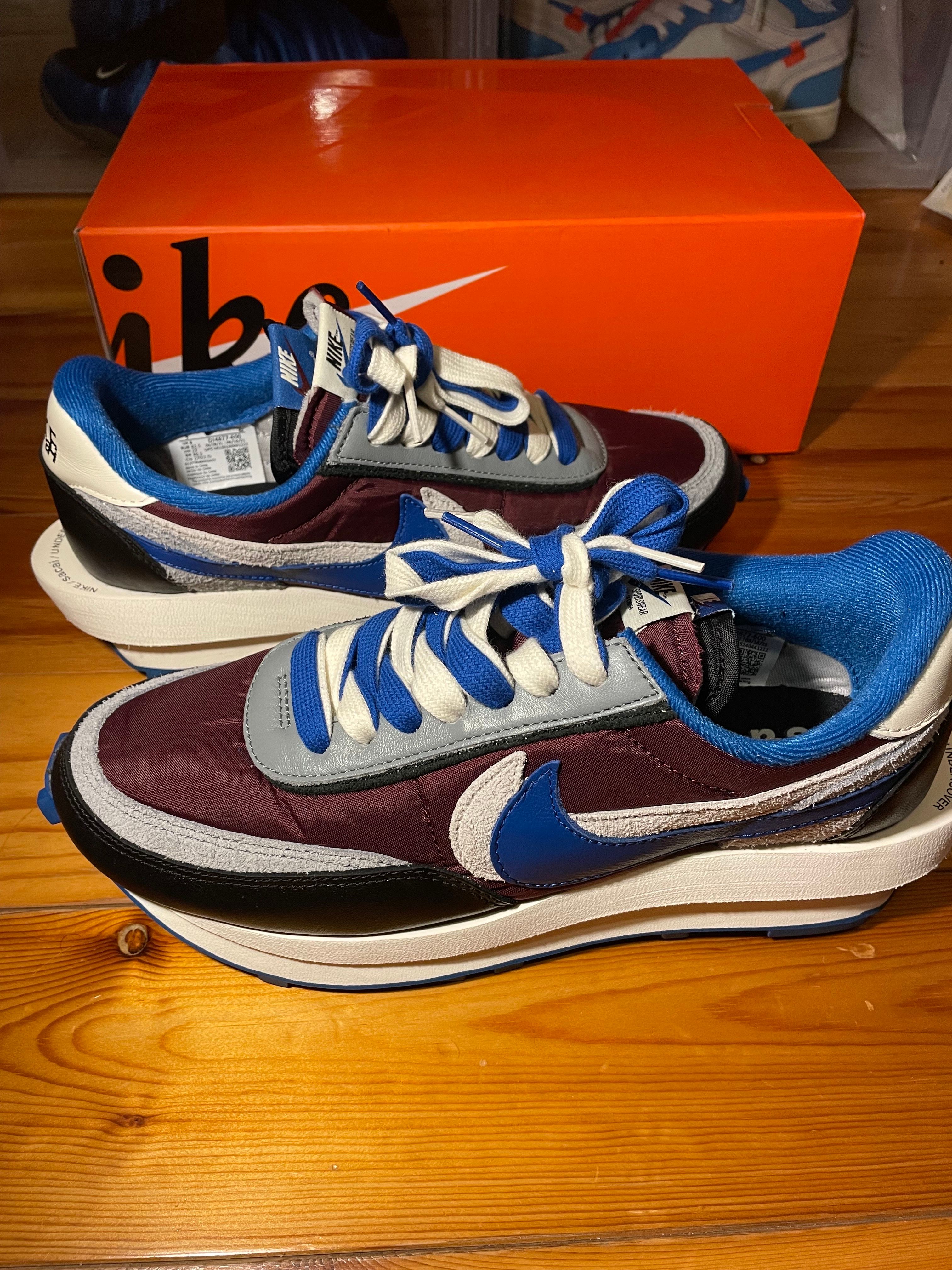 UNDERCOVER × sacai × Nike LD Waffle "Night Maroon/Pale Ivory-Ground Grey-Team Royal"