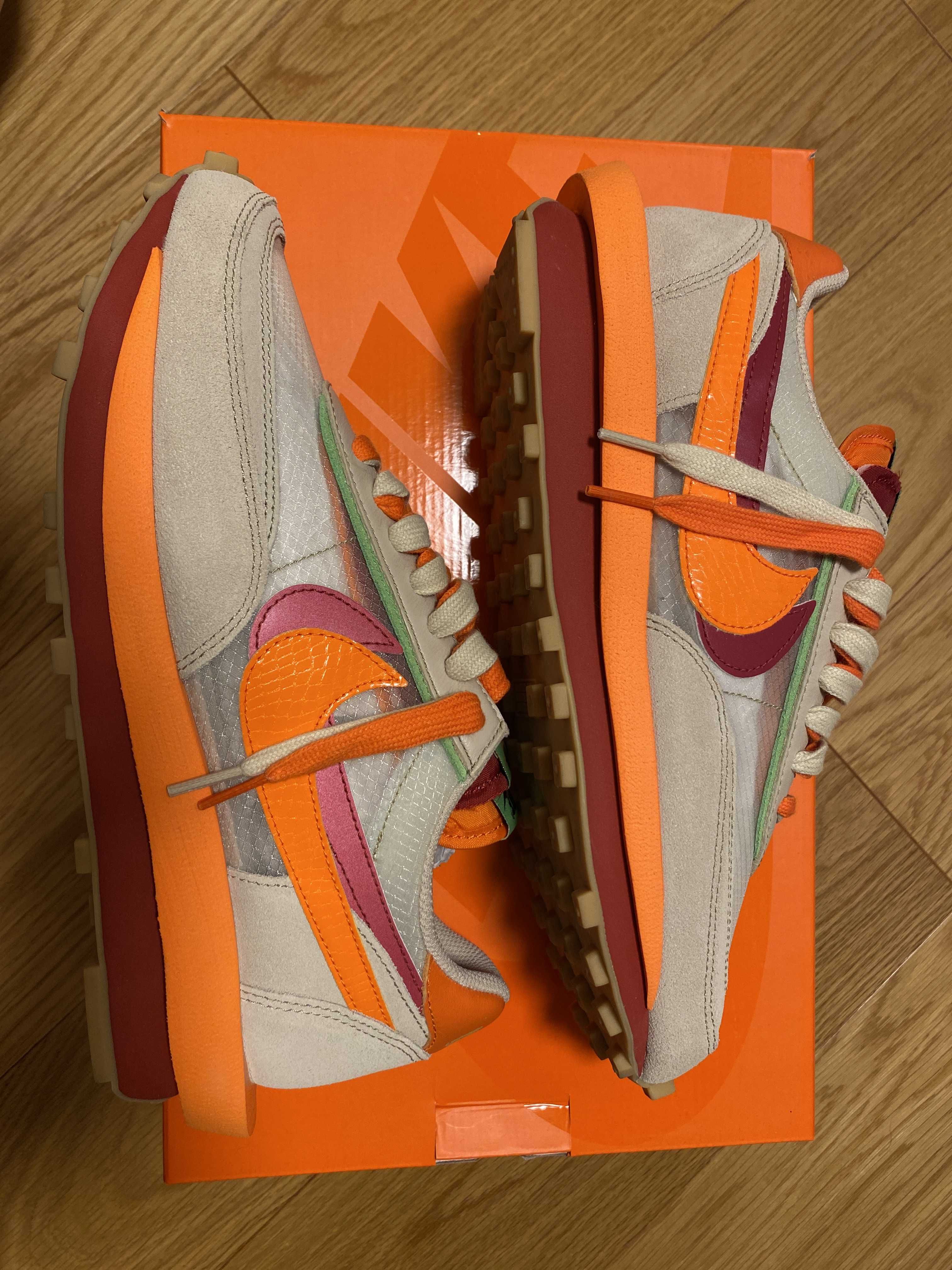 CLOT × Sacai × Nike LD Waffle "Orange Blaze"