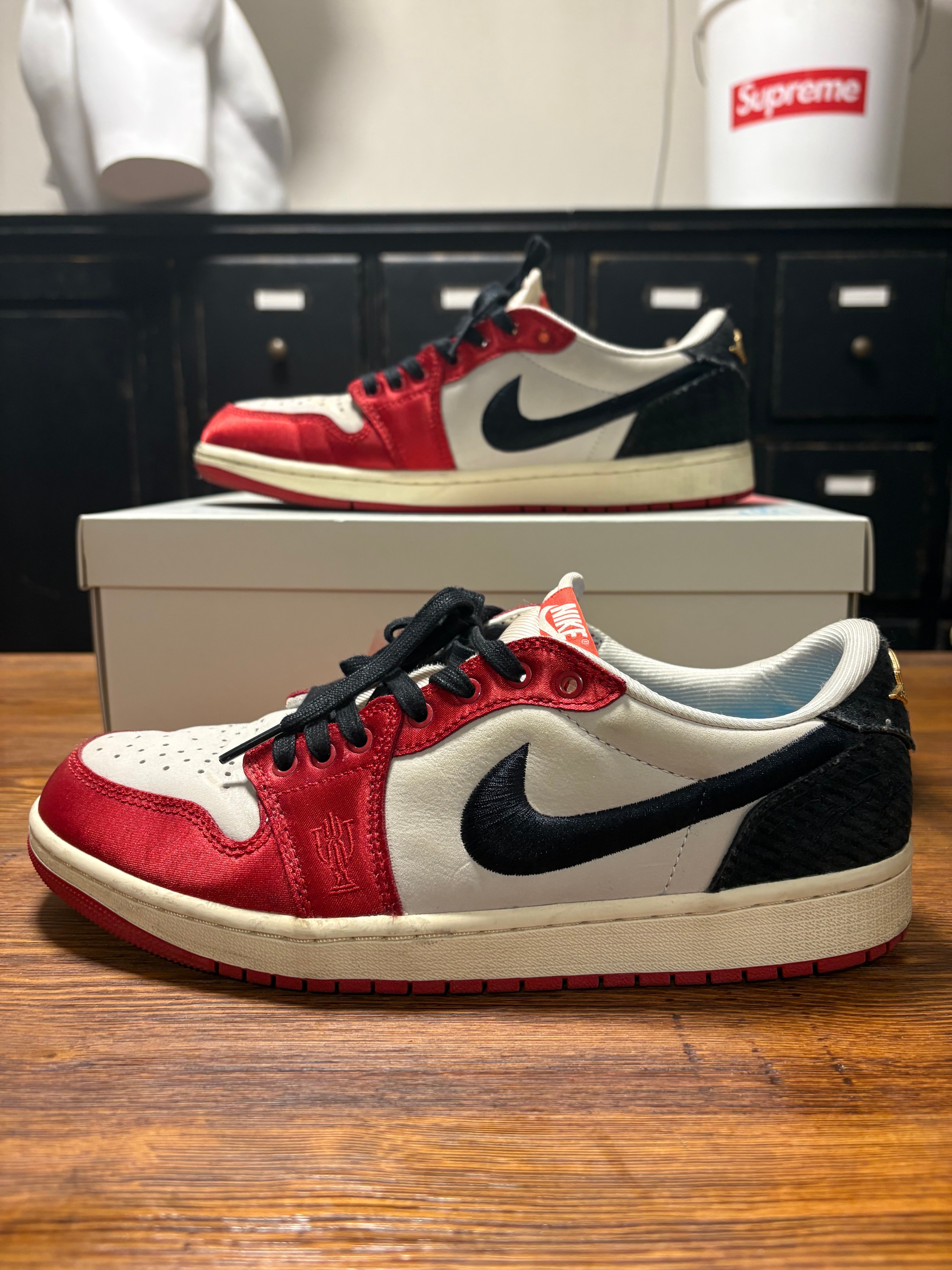 Trophy Room × Nike Air Jordan 1 Low OG "Sail and Varsity Red"