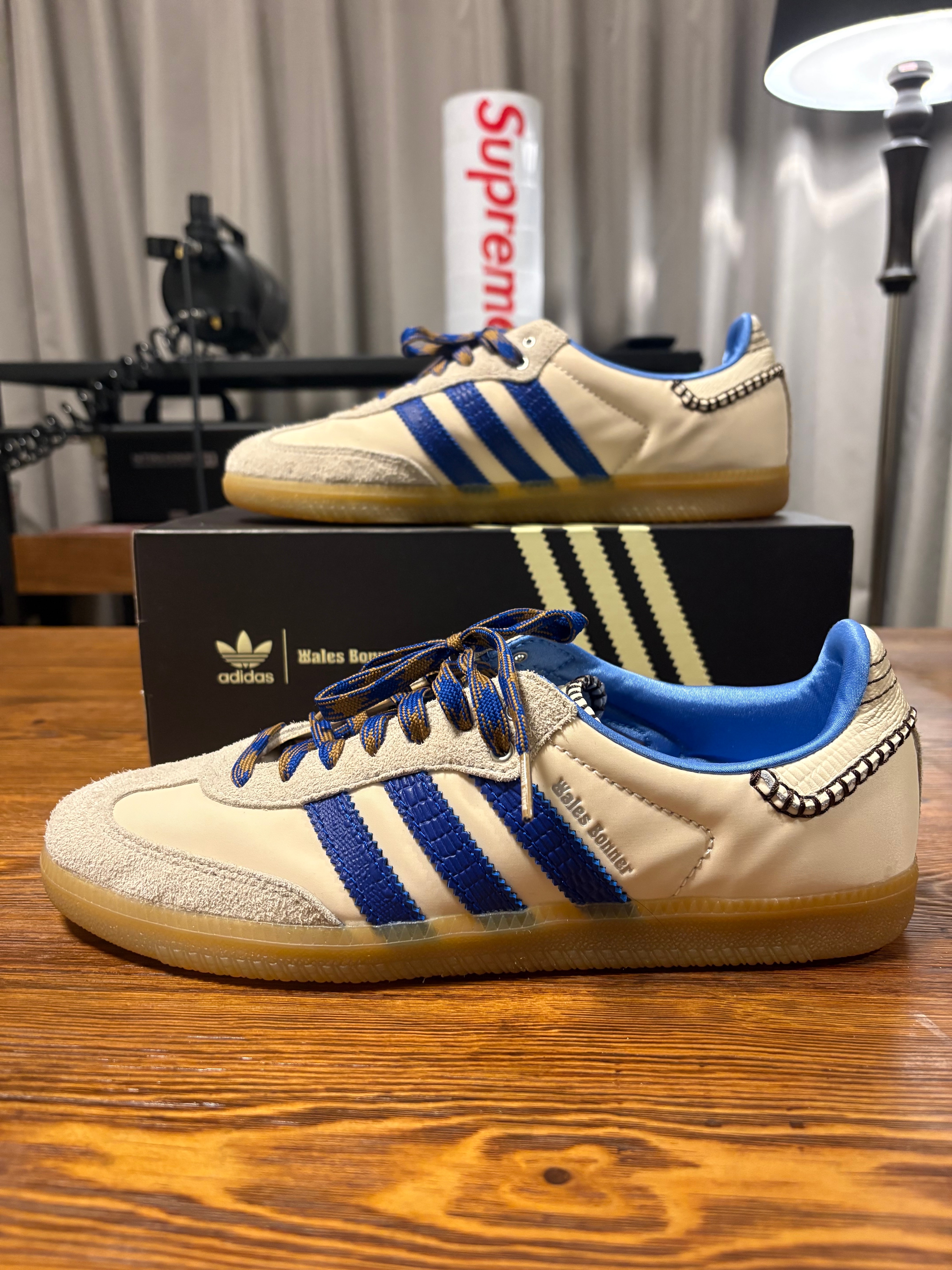 Wales Bonner × adidas Nylon Samba "Wonder Clay/Team Royal Blue/Wonder White"