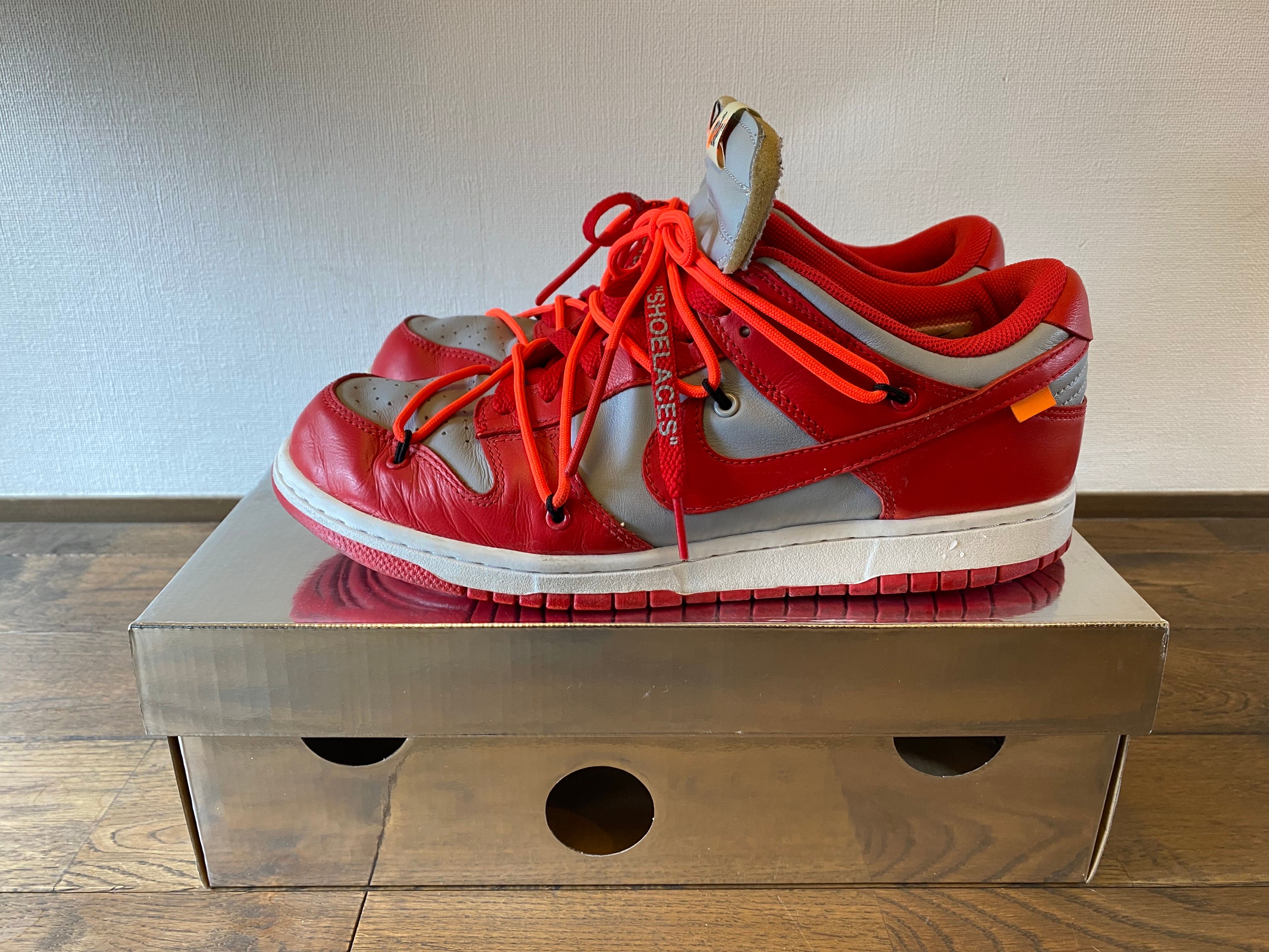 Off-White × Nike Dunk Low "University Red/Wolf Grey"