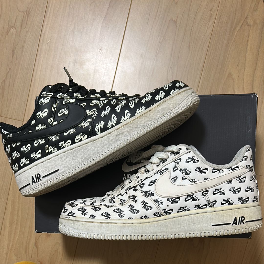 ナイキ エアフォース ロー "オール オーバー ロゴ ホワイト"