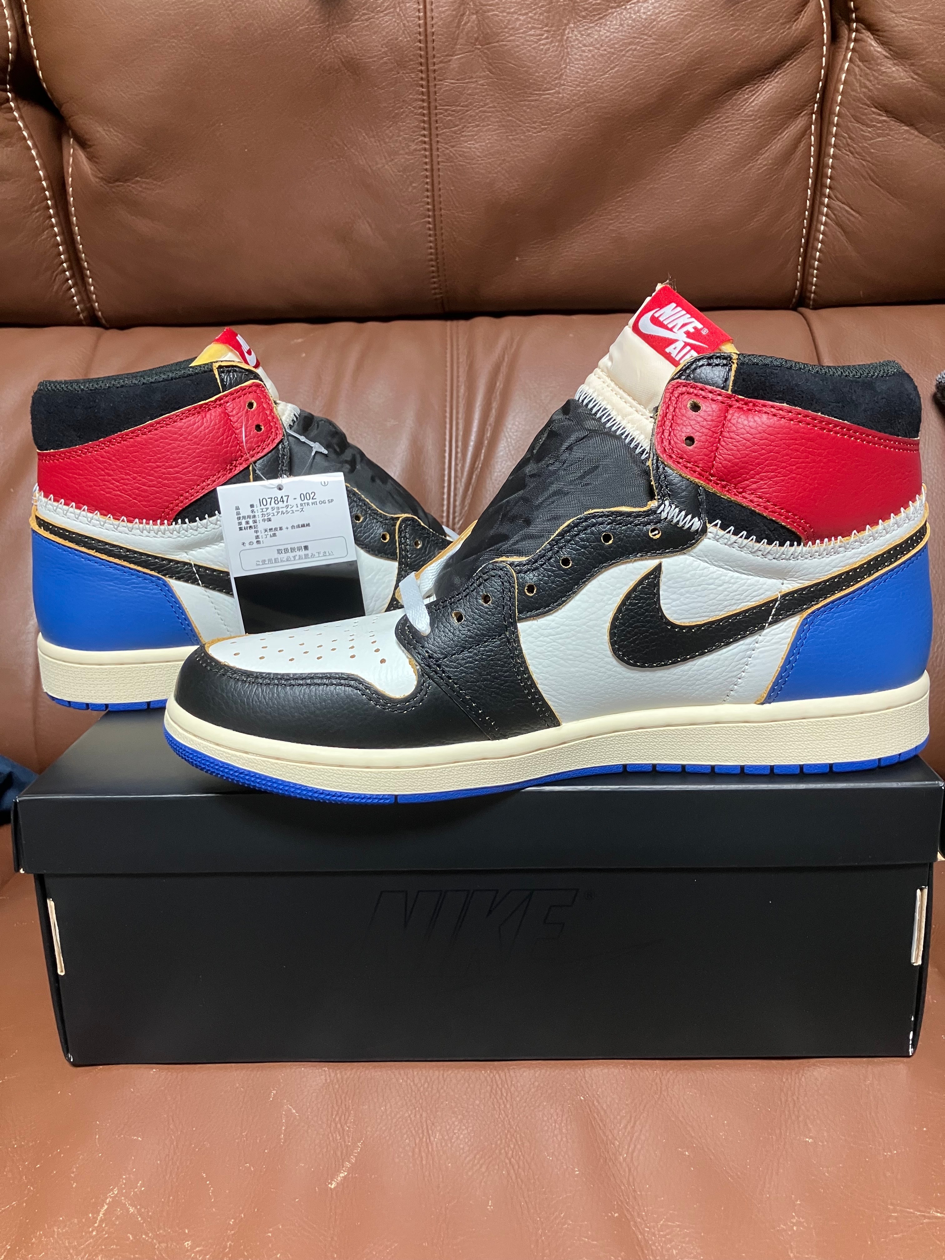 fragment design × UNION × Nike Air Jordan 1 High OG "Black/Varsity Red"