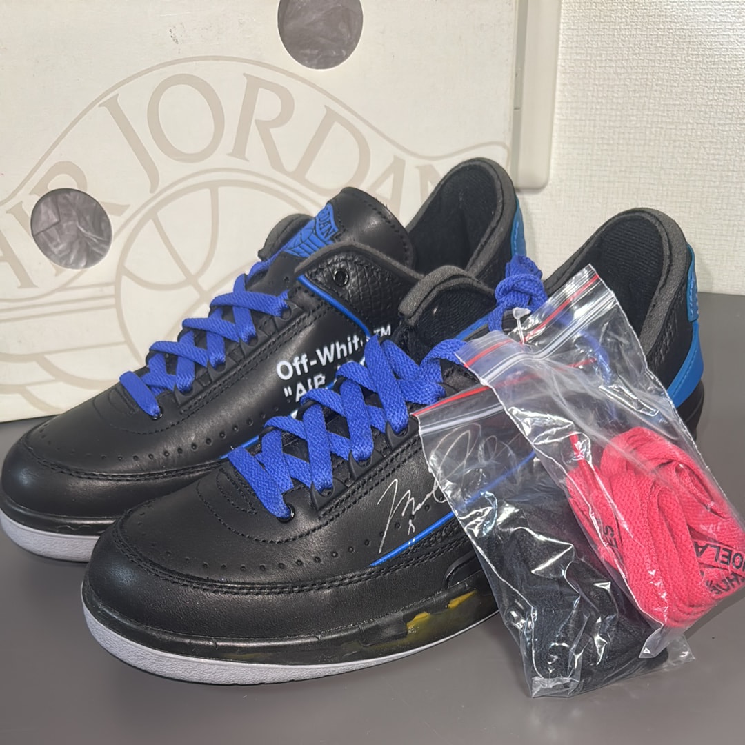 Off-White × Nike Air Jordan 2 Low "Black and Varsity Royal"