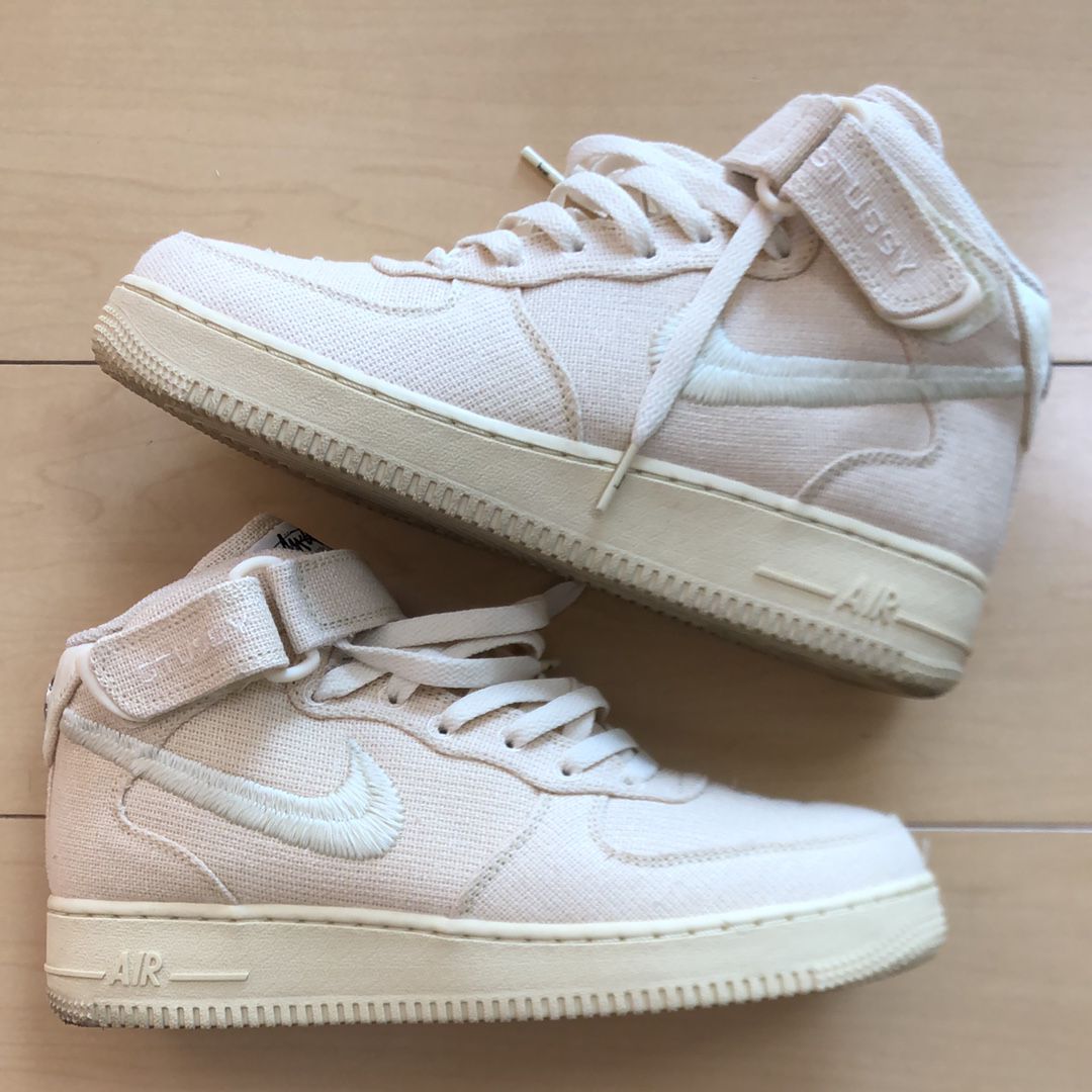 Stussy × Nike Air Force 1 Mid "Fossil Stone"