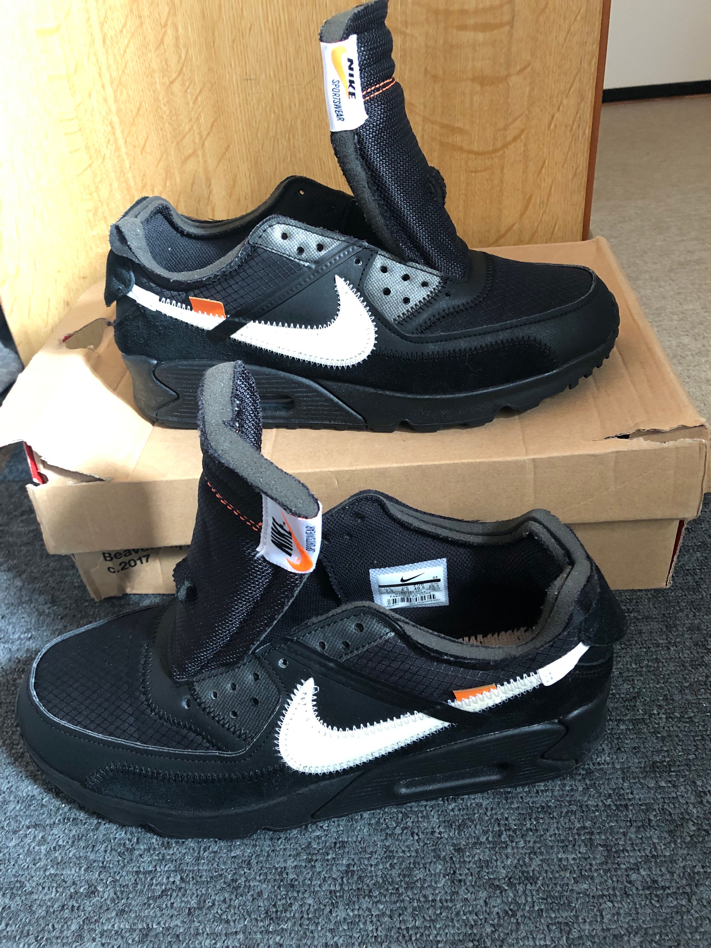 Off-White × Nike Air Max 90 "Black/Black-Cone-White"