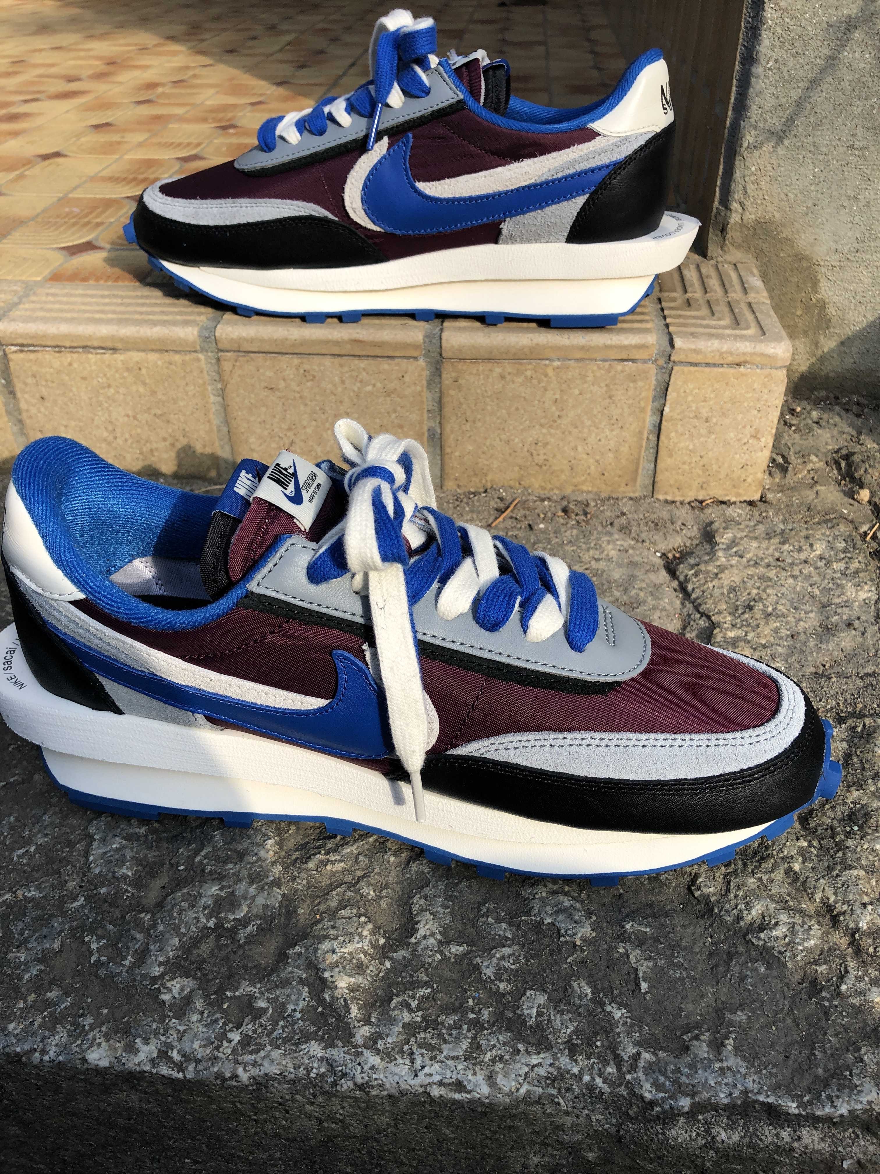 UNDERCOVER × sacai × Nike LD Waffle "Night Maroon/Pale Ivory-Ground Grey-Team Royal"