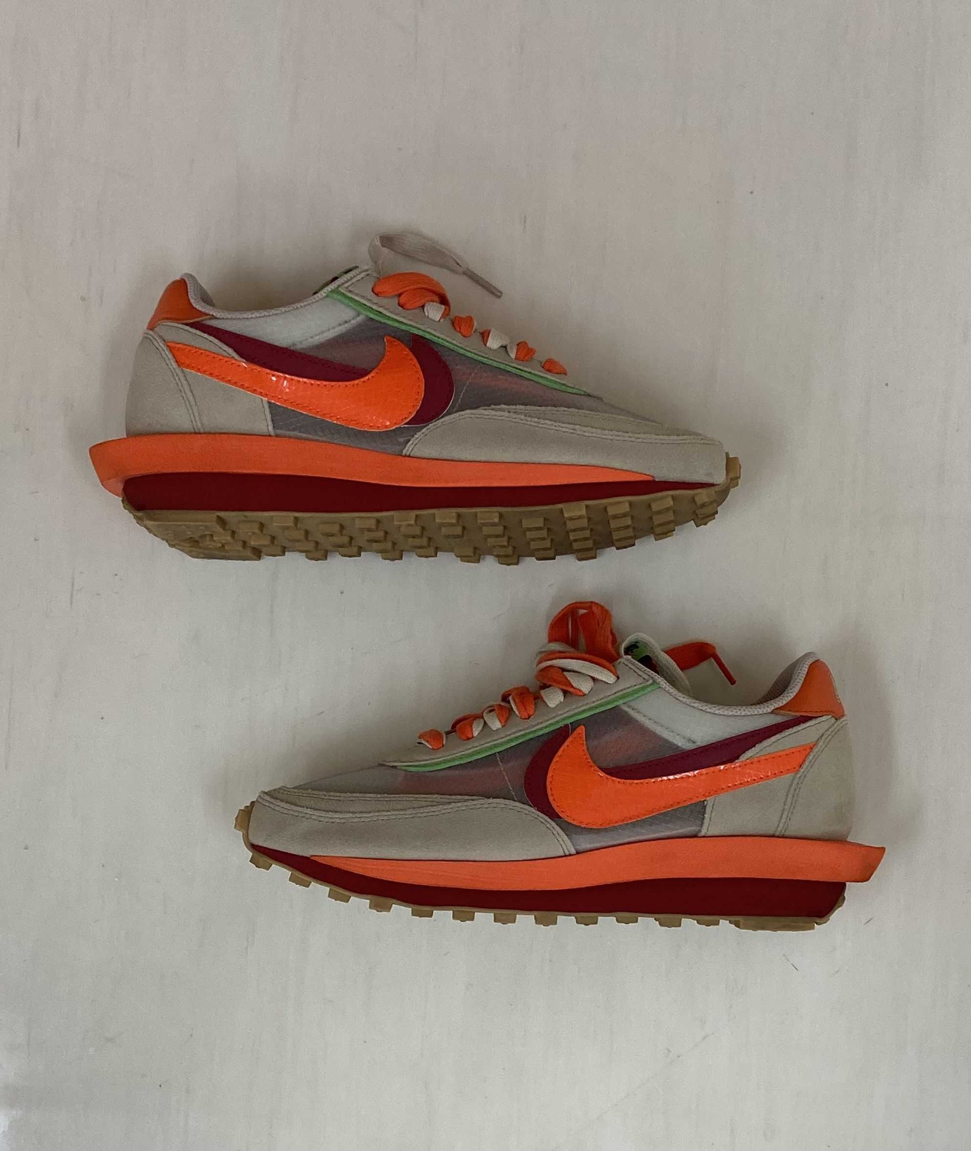 CLOT × Sacai × Nike LD Waffle "Orange Blaze"