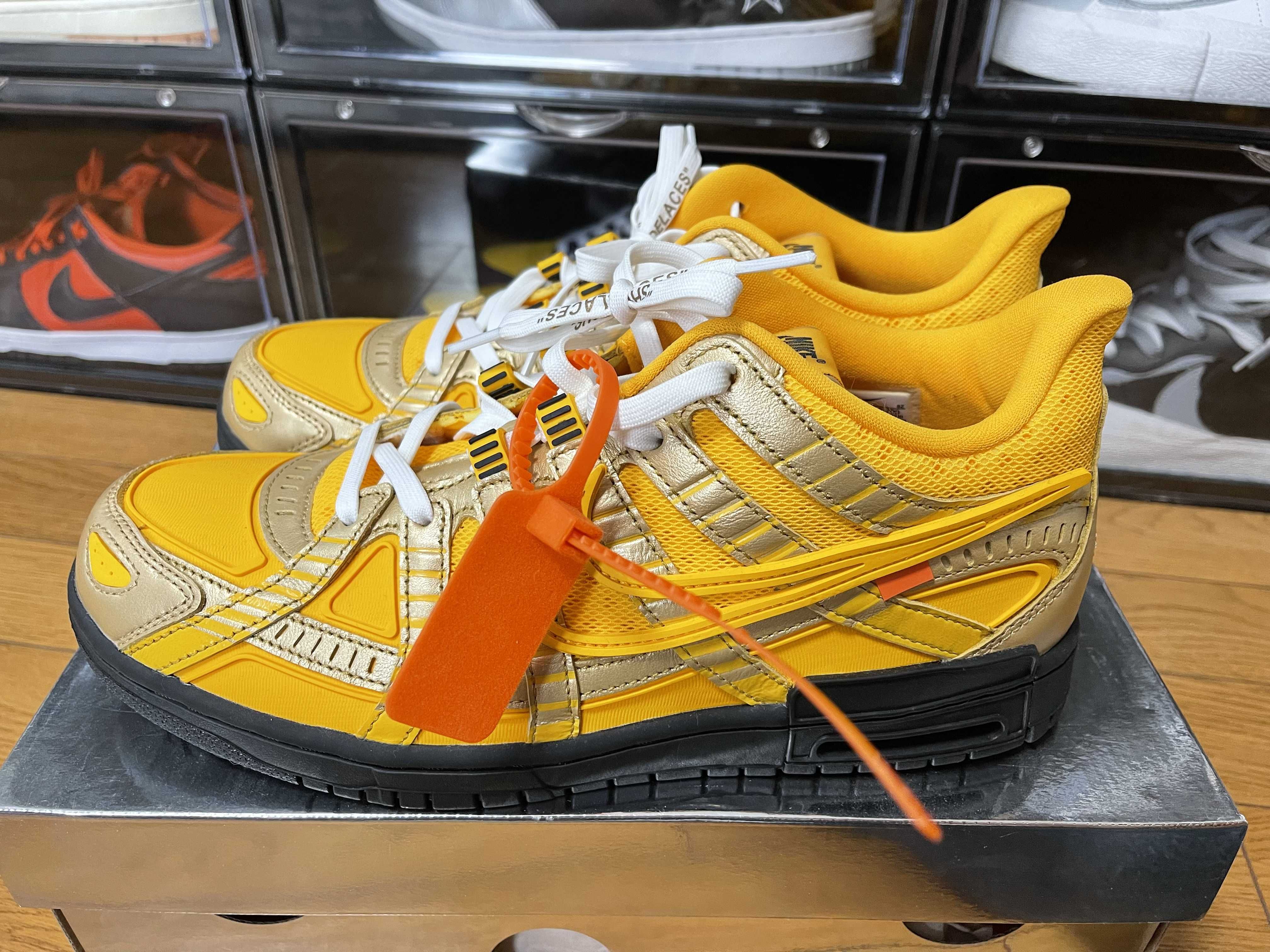 Off-White × Nike Air Rubber Dunk "University Gold" 