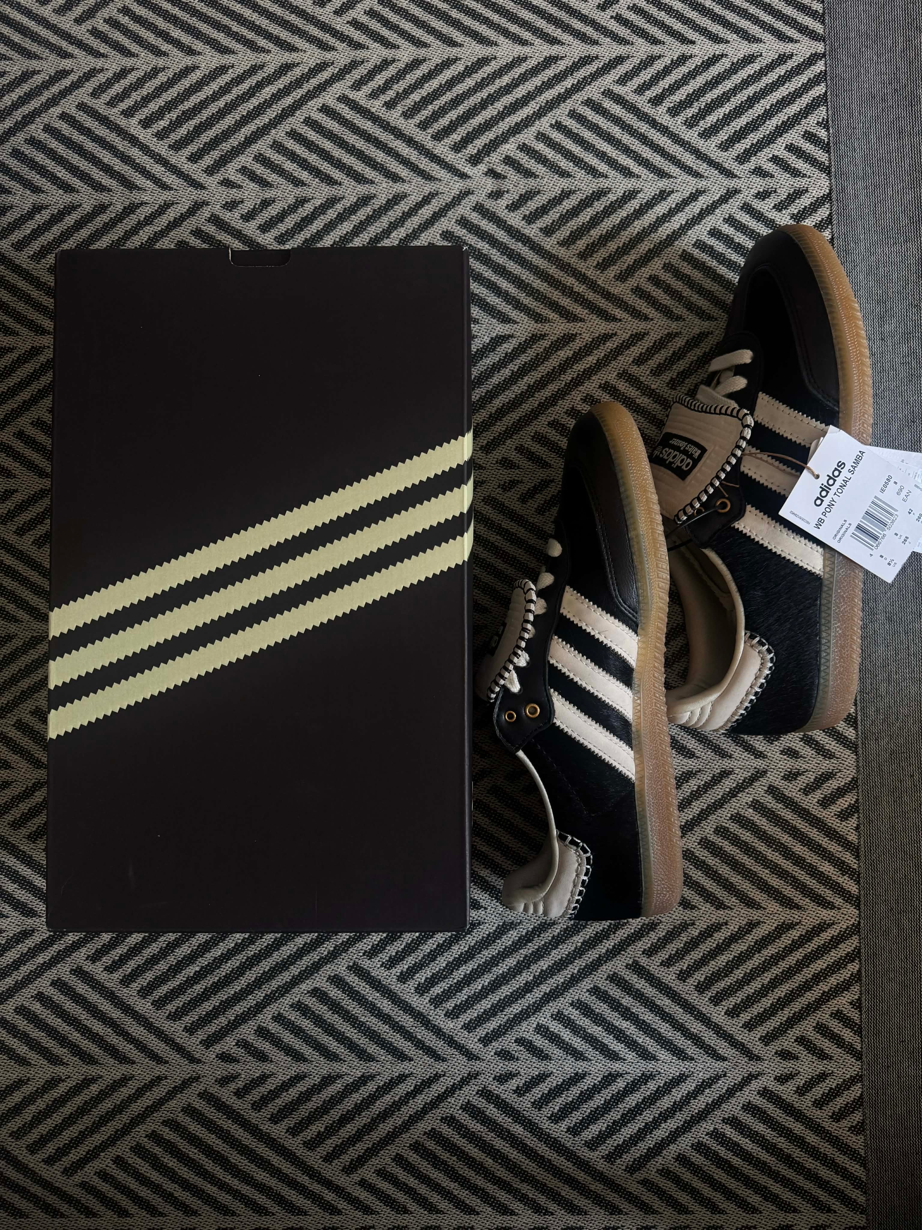 Wales Bonner × adidas Samba Pony Tonal Low "Core Black/Cream White"