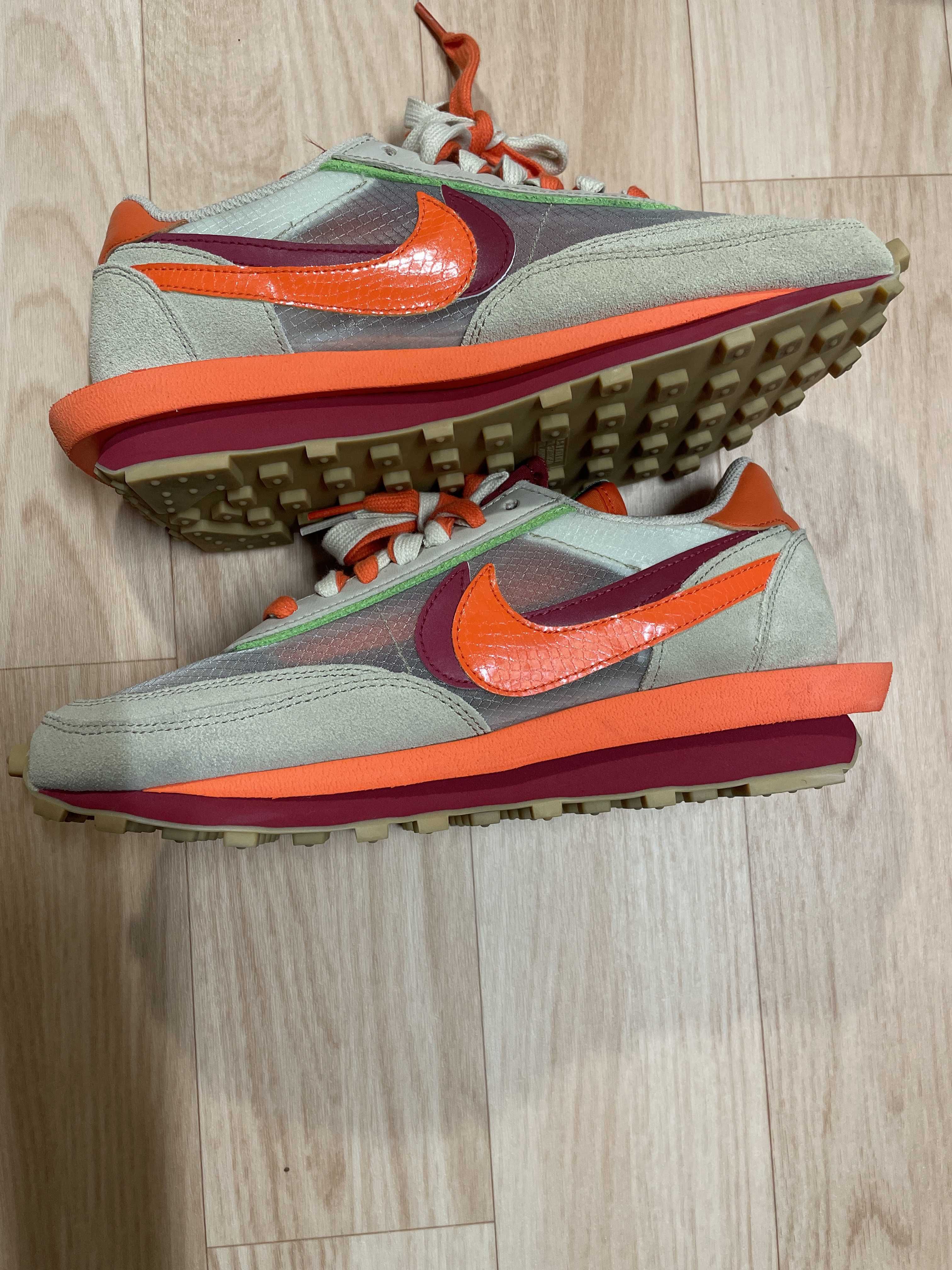 CLOT × Sacai × Nike LD Waffle "Orange Blaze"