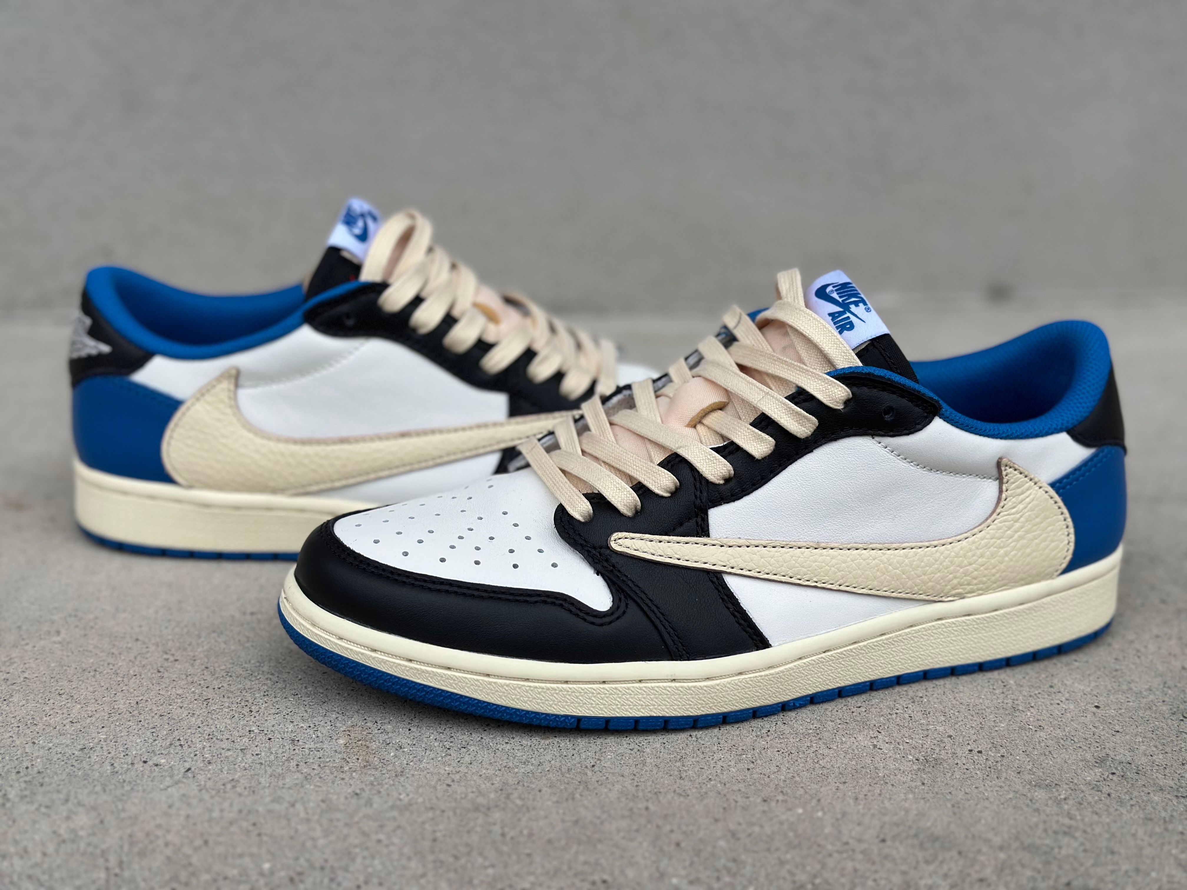 Travis Scott × fragment design × Nike Air Jordan 1 Low OG SP "Military Blue"