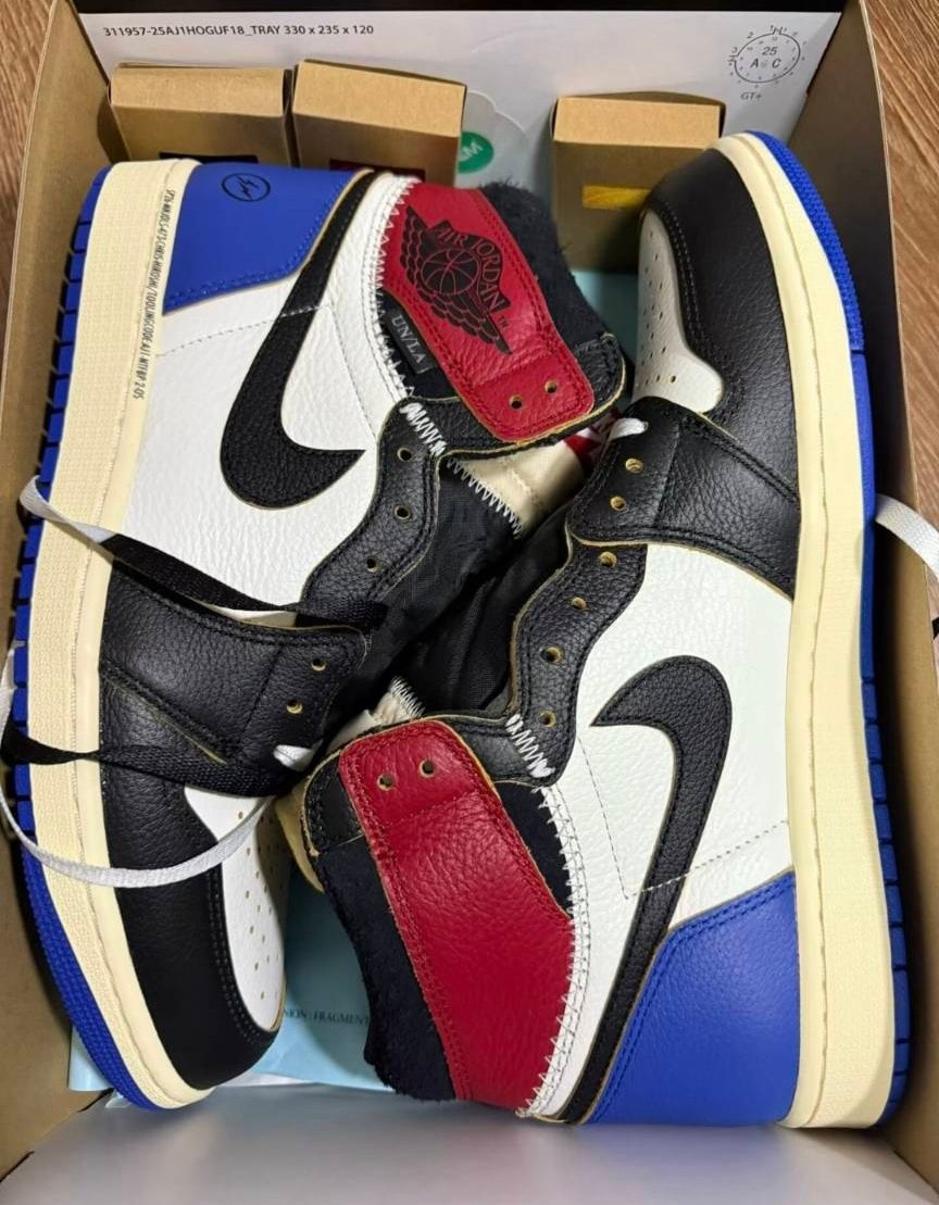 fragment design × UNION × Nike Air Jordan 1 High OG "Black/Varsity Red"