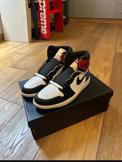 fragment design × UNION × Nike Air Jordan 1 High OG "Black/Varsity Red"