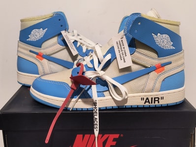 Off-White × Nike Air Jordan 1 High UNC "White/Dark Powder Blue"