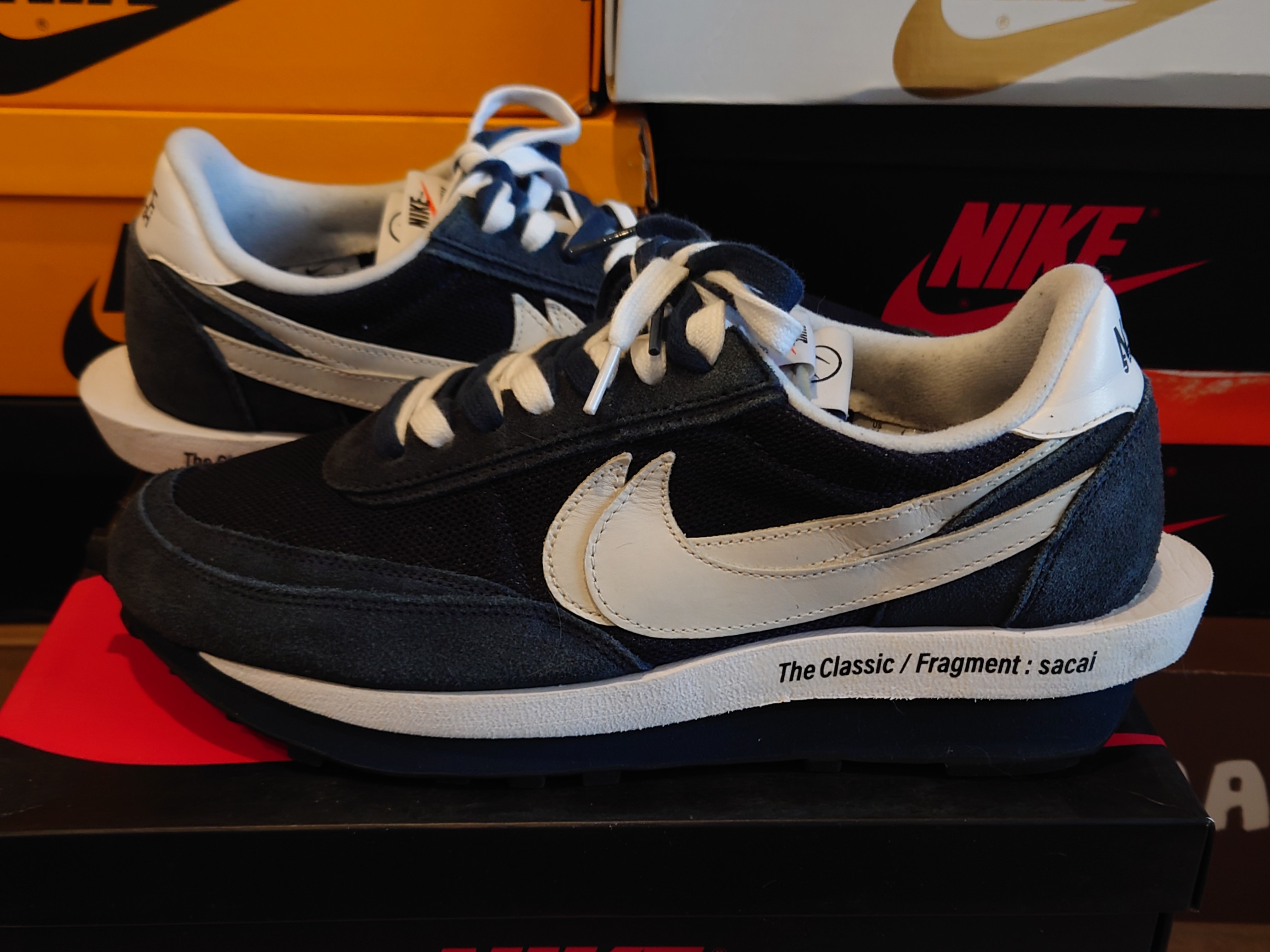 fragment design × sacai × Nike LD Waffle "Blackended Blue"