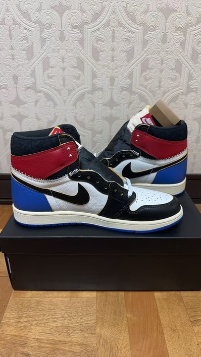 fragment design × UNION × Nike Air Jordan 1 High OG "Black/Varsity Red"