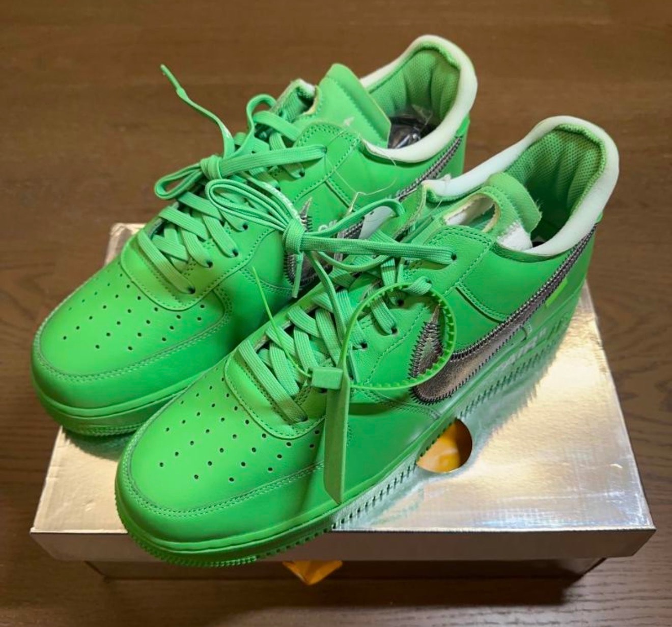 Off-White × Nike Air Force 1 Low "Brooklyn/Light Green Spark"