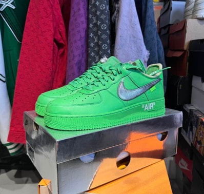 Off-White × Nike Air Force 1 Low "Brooklyn/Light Green Spark"