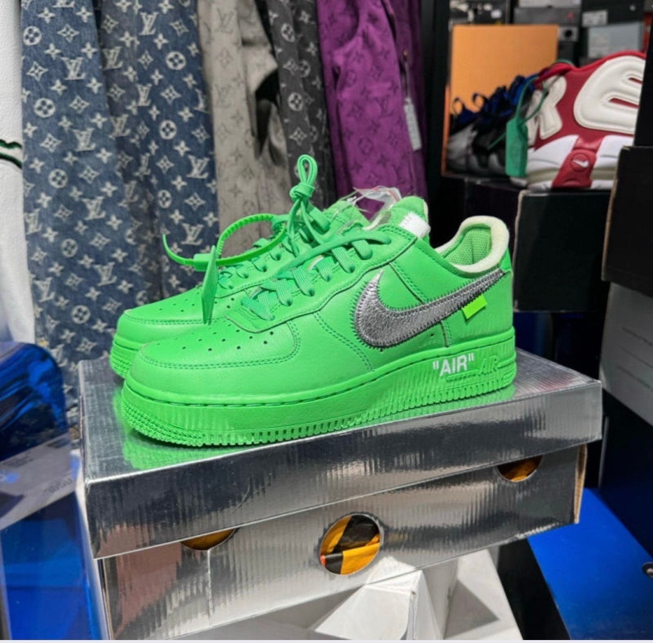 Off-White × Nike Air Force 1 Low "Brooklyn/Light Green Spark"