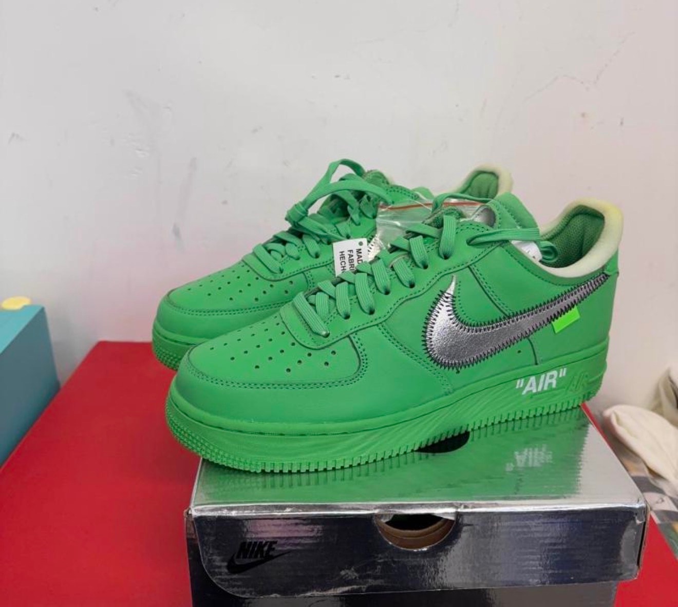 Off-White × Nike Air Force 1 Low "Brooklyn/Light Green Spark"