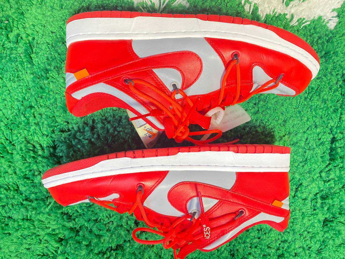 Off-White × Nike Dunk Low "University Red/Wolf Grey"