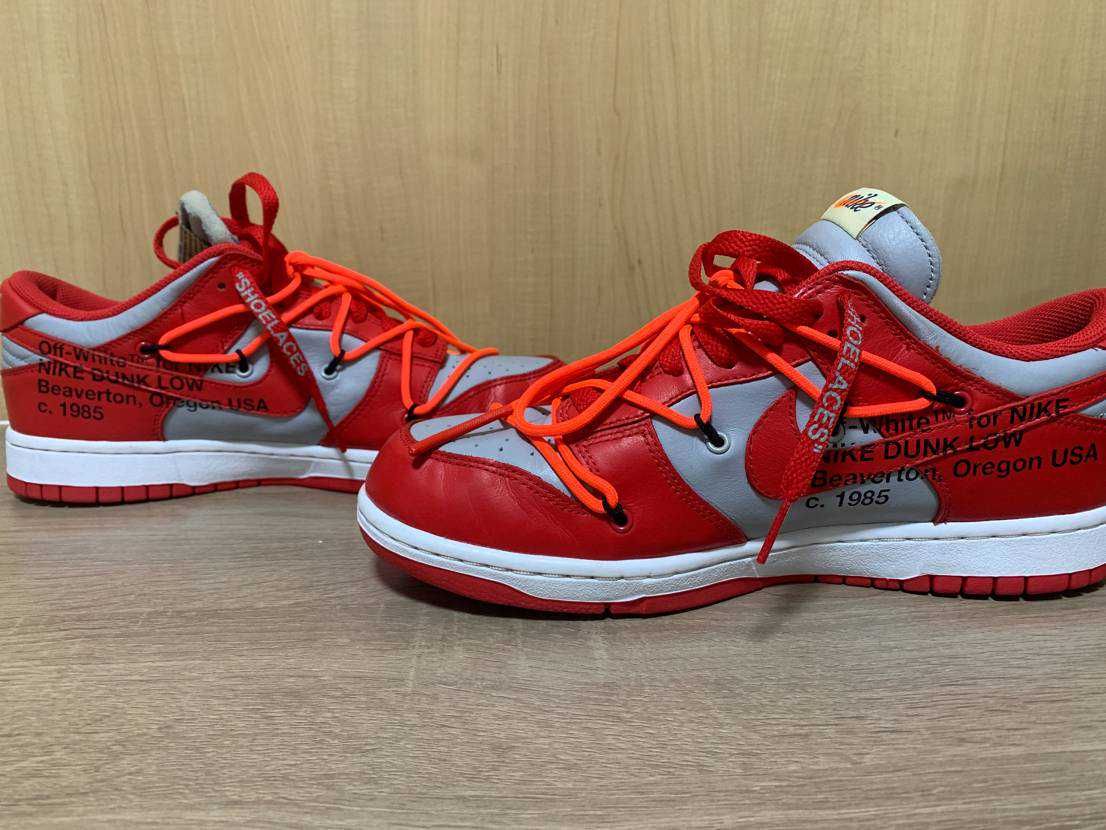 Off-White × Nike Dunk Low "University Red/Wolf Grey"