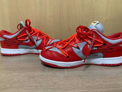 Off-White × Nike Dunk Low "University Red/Wolf Grey"