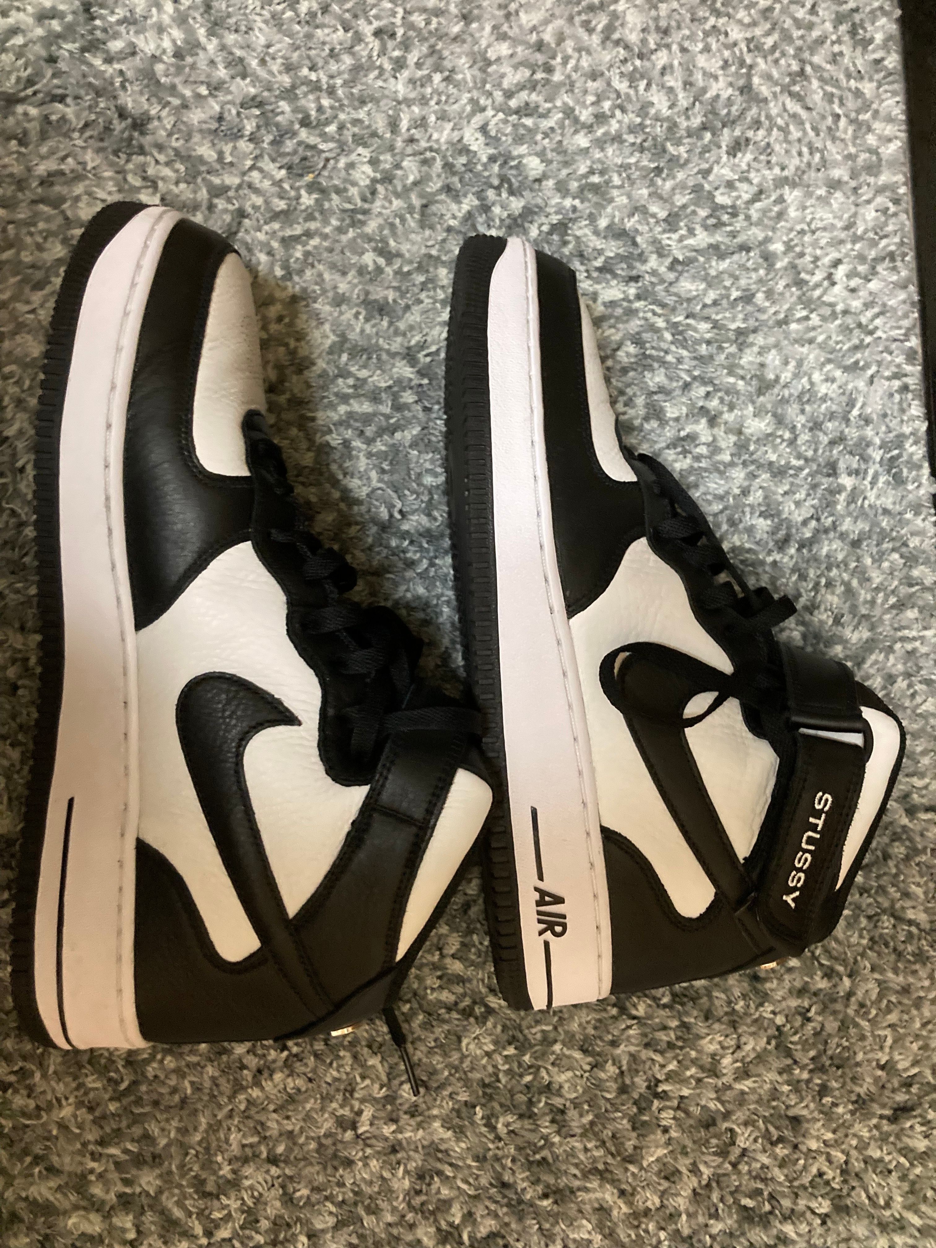 Stussy × Nike Air Force 1 Mid "Black and Light Bone"