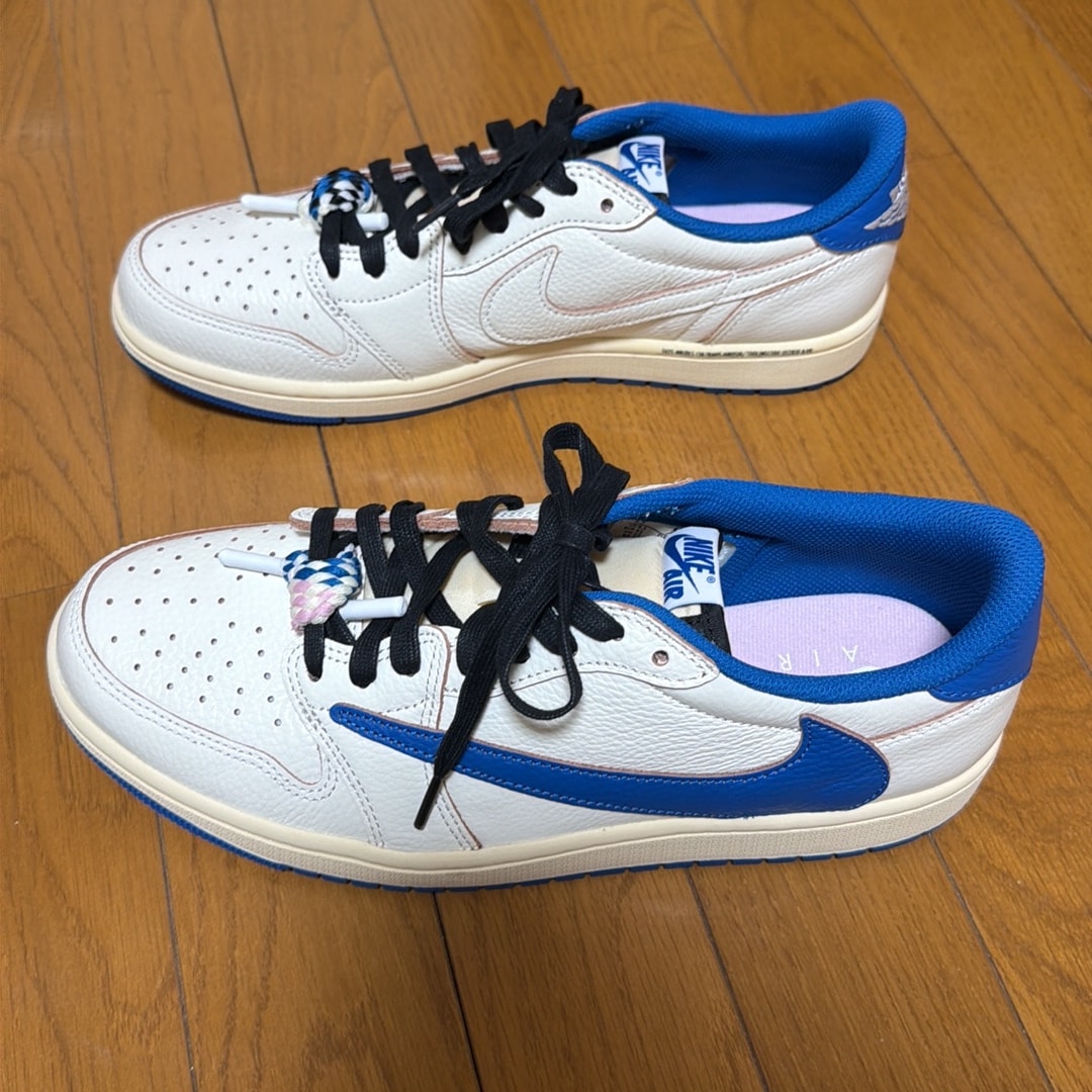 Travis Scott × fragment design × Nike Air Jordan 1 Low OG "Sail/Military Blue"