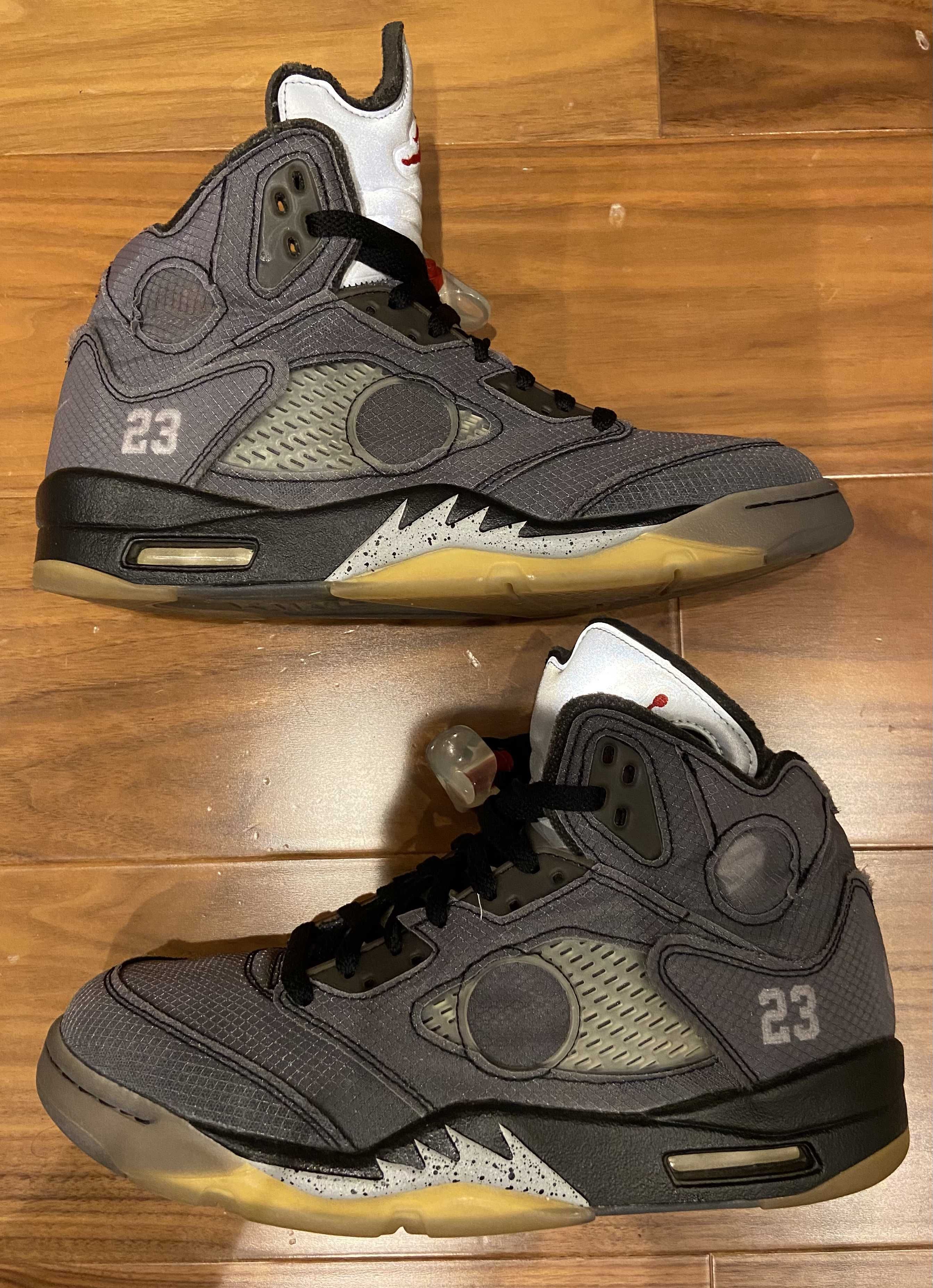 Off-White × Nike Air Jordan 5 "Black/Muslin/Fire Red"