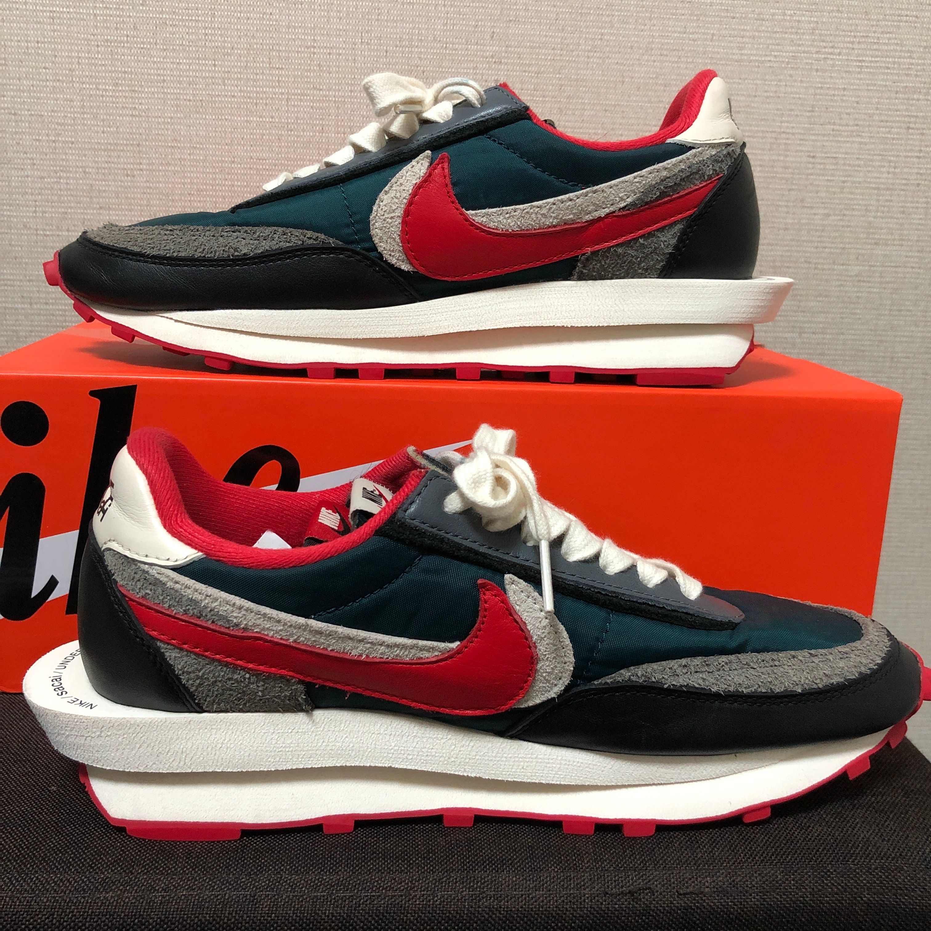 UNDERCOVER × sacai × Nike LD Waffle "Midnight Spruce/Pale Ivory-Dark Grey-University Red"