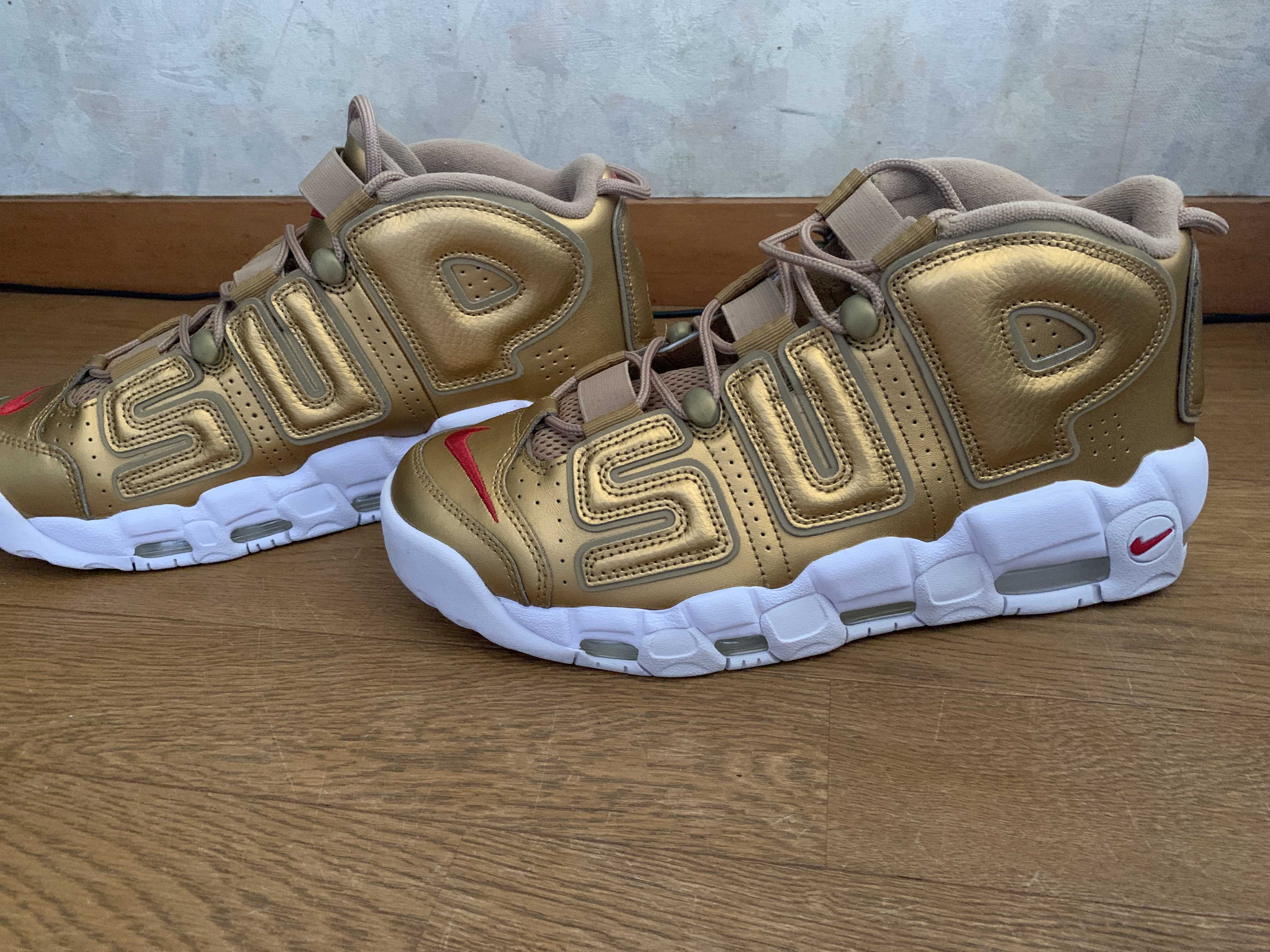 Supreme × Nike Air More Uptempo "Metallic Gold"