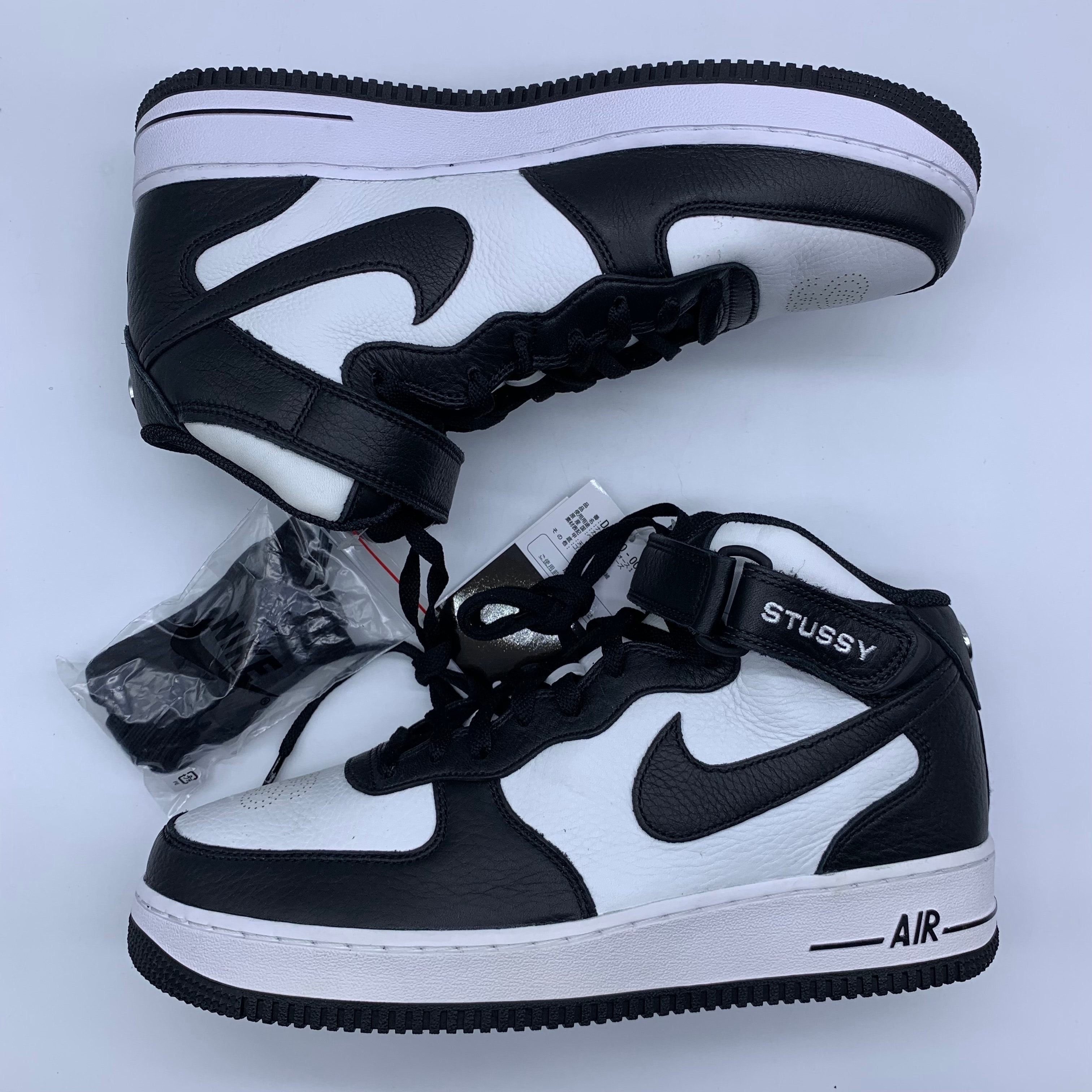 Stussy × Nike Air Force 1 Mid "Black and Light Bone"