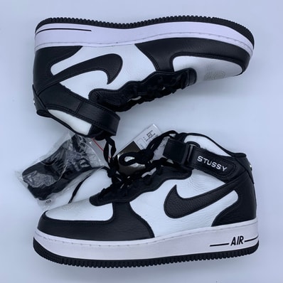 Stussy × Nike Air Force 1 Mid "Black and Light Bone"