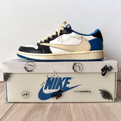 Travis Scott × fragment design × Nike Air Jordan 1 Low OG SP "Military Blue"