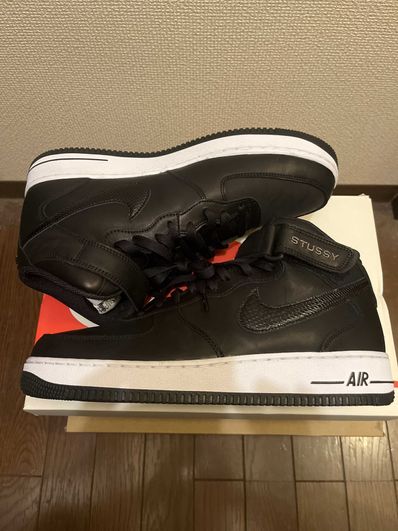 Stussy × Nike Air Force 1 Mid "Black/Black"