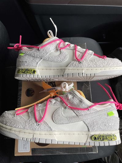 Off-White × Nike Dunk Low "Sail/Neutral Gray/Hyper Pink"