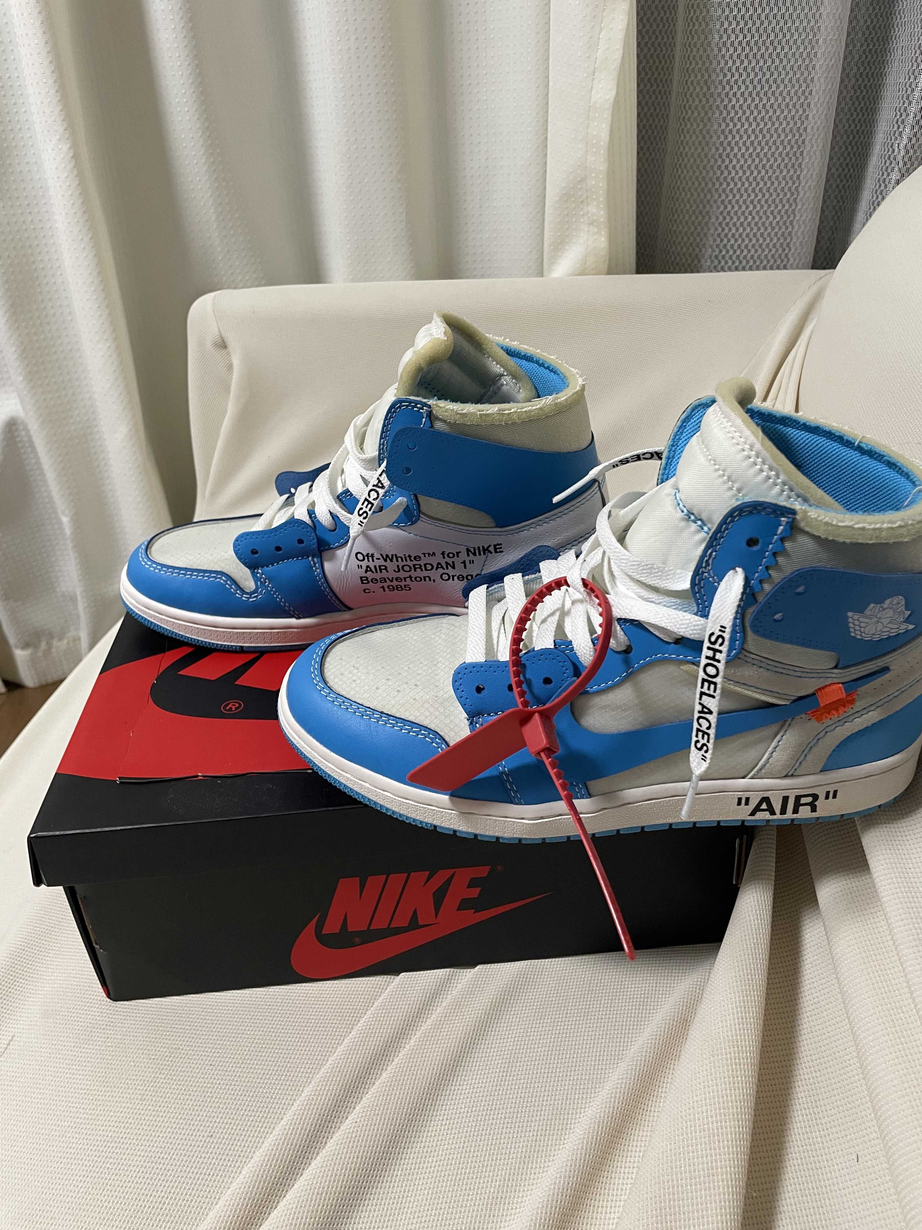 Off-White × Nike Air Jordan 1 High UNC "White/Dark Powder Blue"