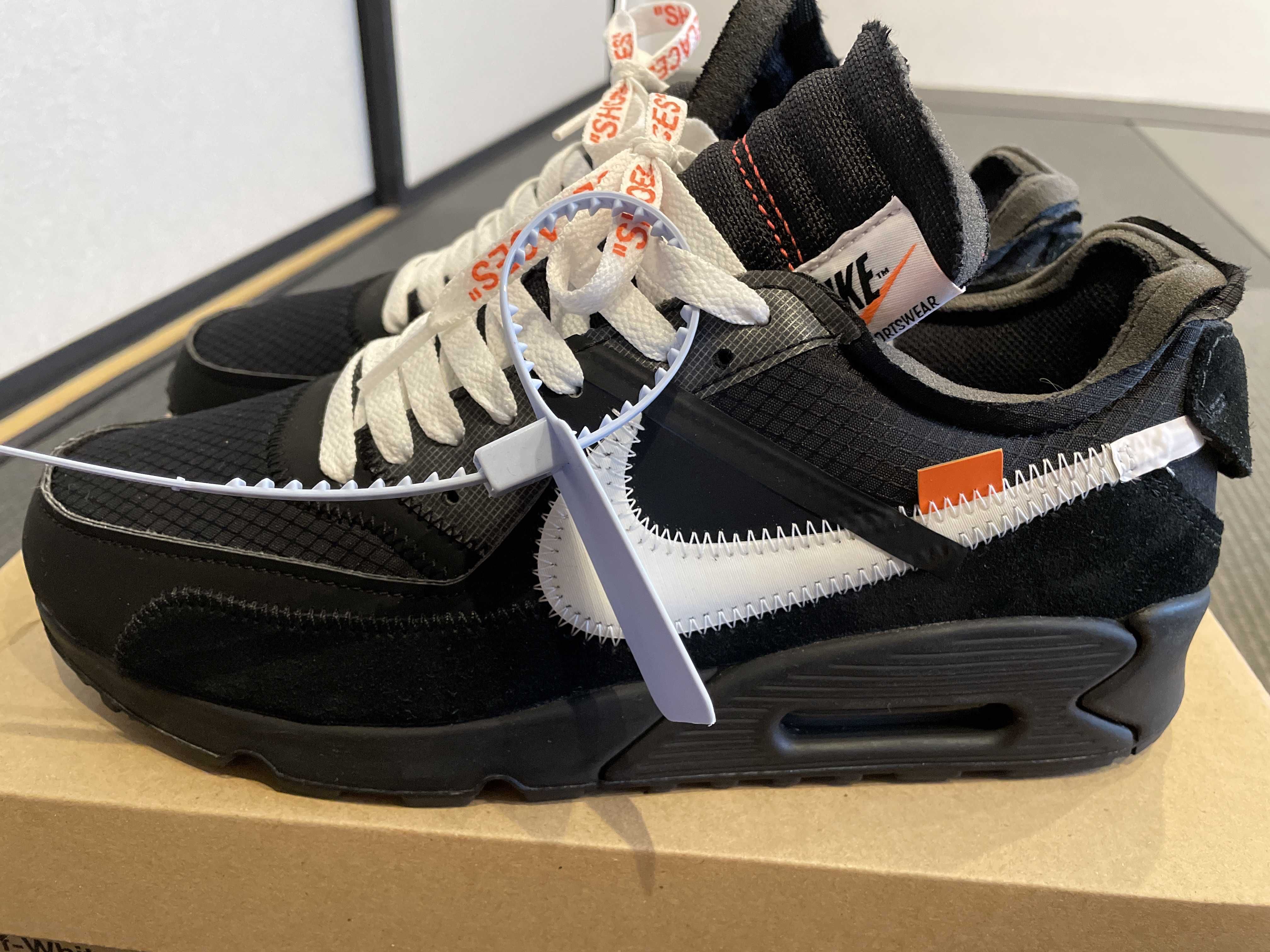 Off-White × Nike Air Max 90 "Black/Black-Cone-White"