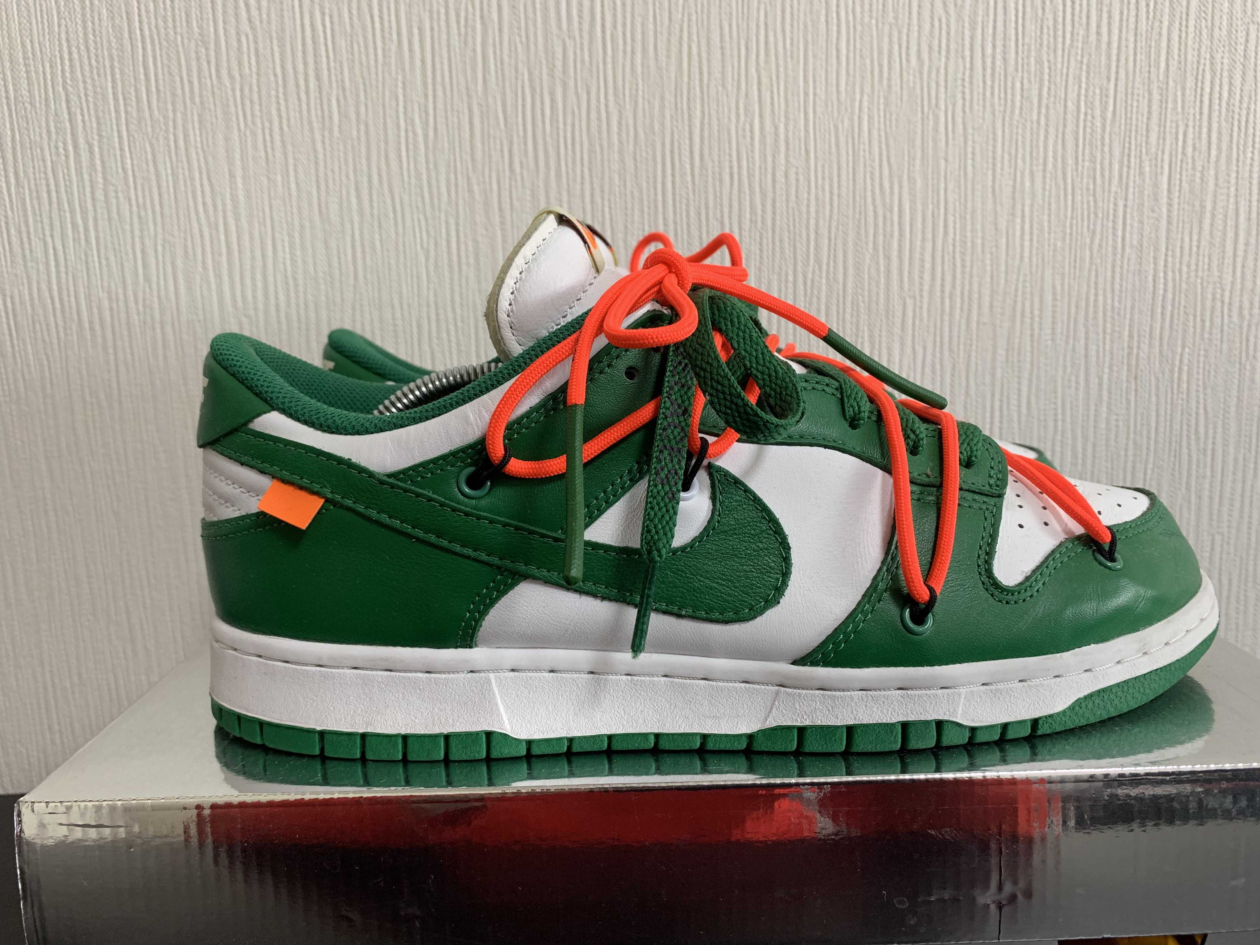 Off-White × Nike Dunk Low "White/Pine Green"