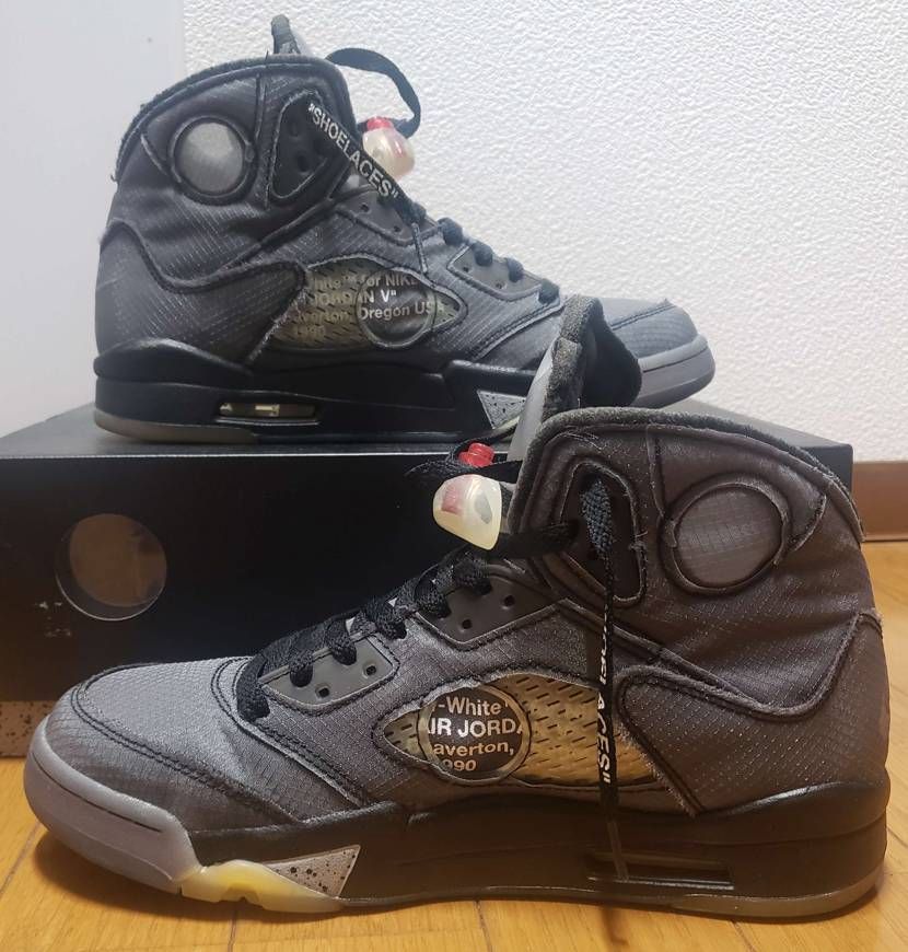 Off-White × Nike Air Jordan 5 "Black/Muslin/Fire Red"