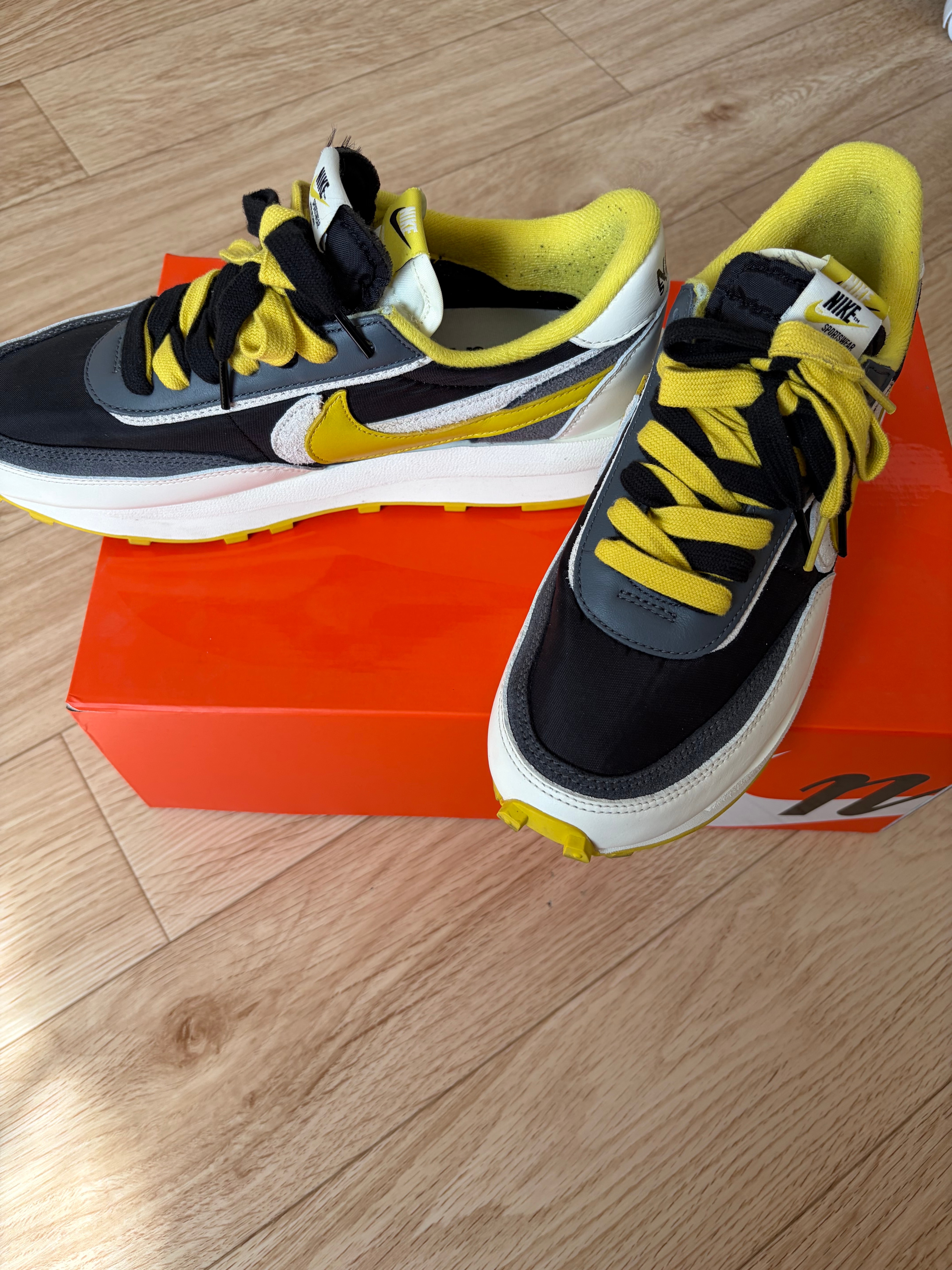 UNDERCOVER × sacai × Nike LD Waffle "Black/Sail-Dark Grey-Bright Citron"